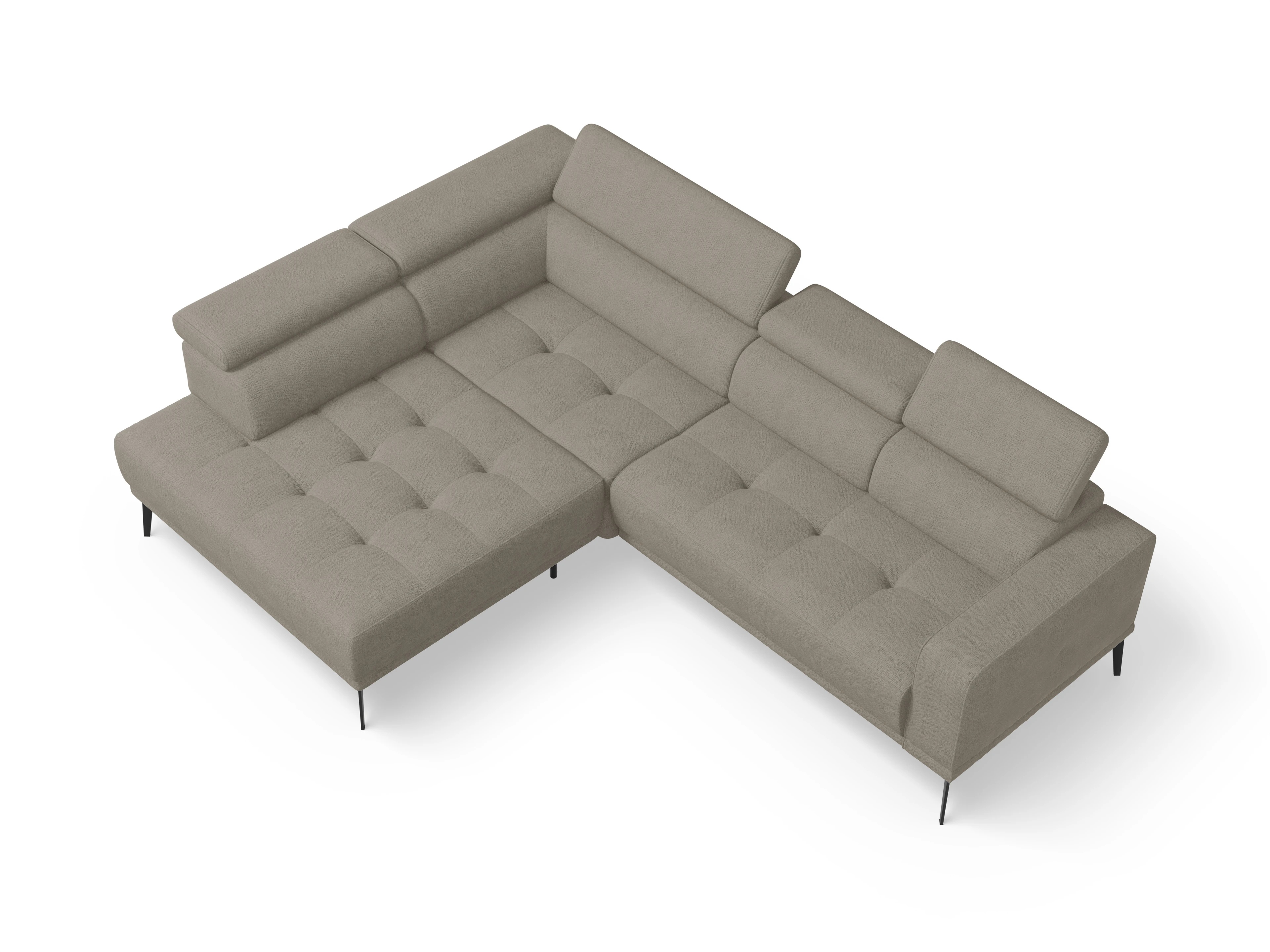Ansicht des Produktes Marco Ecksofa links Abschluss offen in Stoff Braun