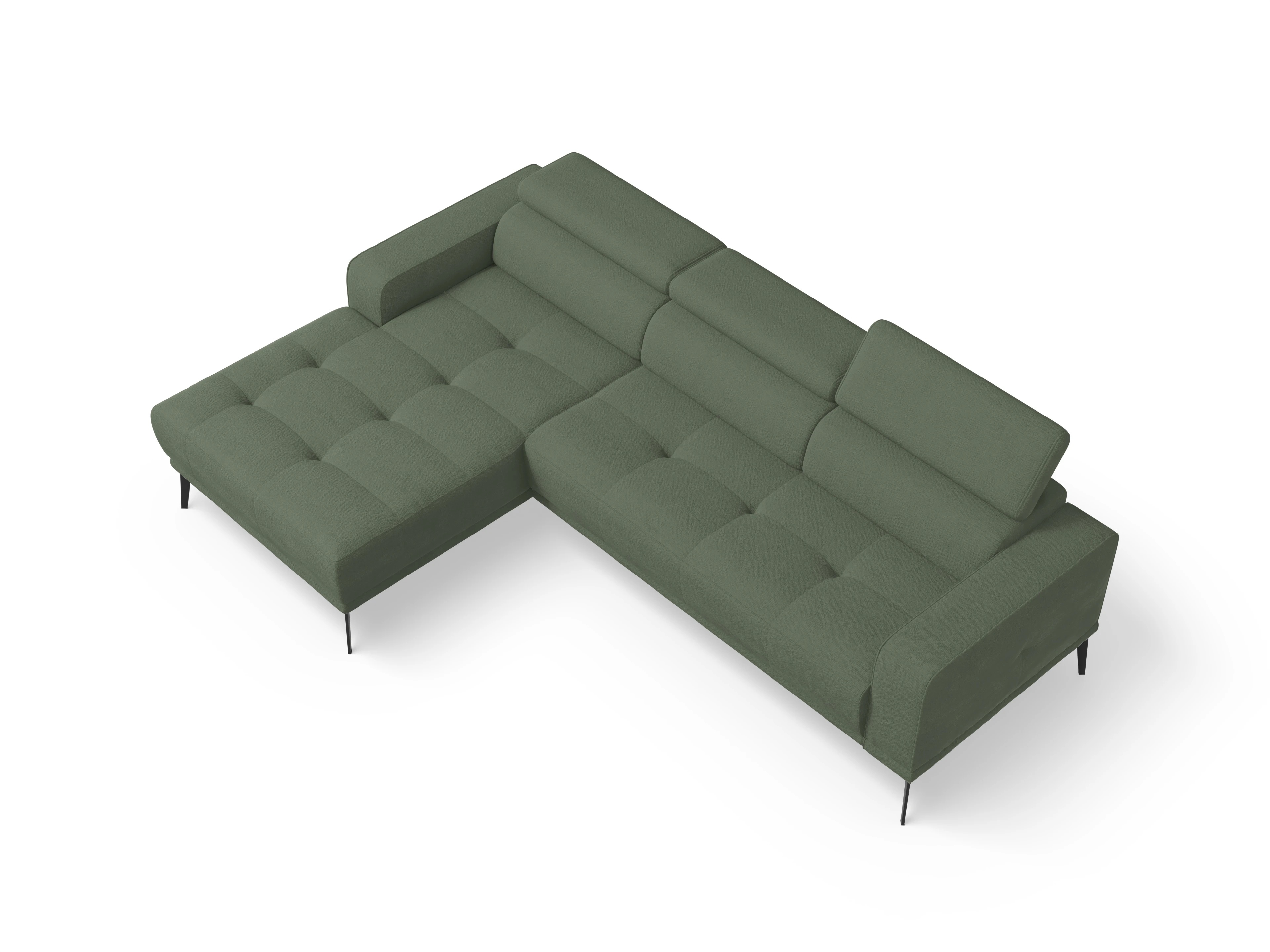 Ansicht des Produktes Marco Ecksofa links Abschluss offen in Stoff Grün