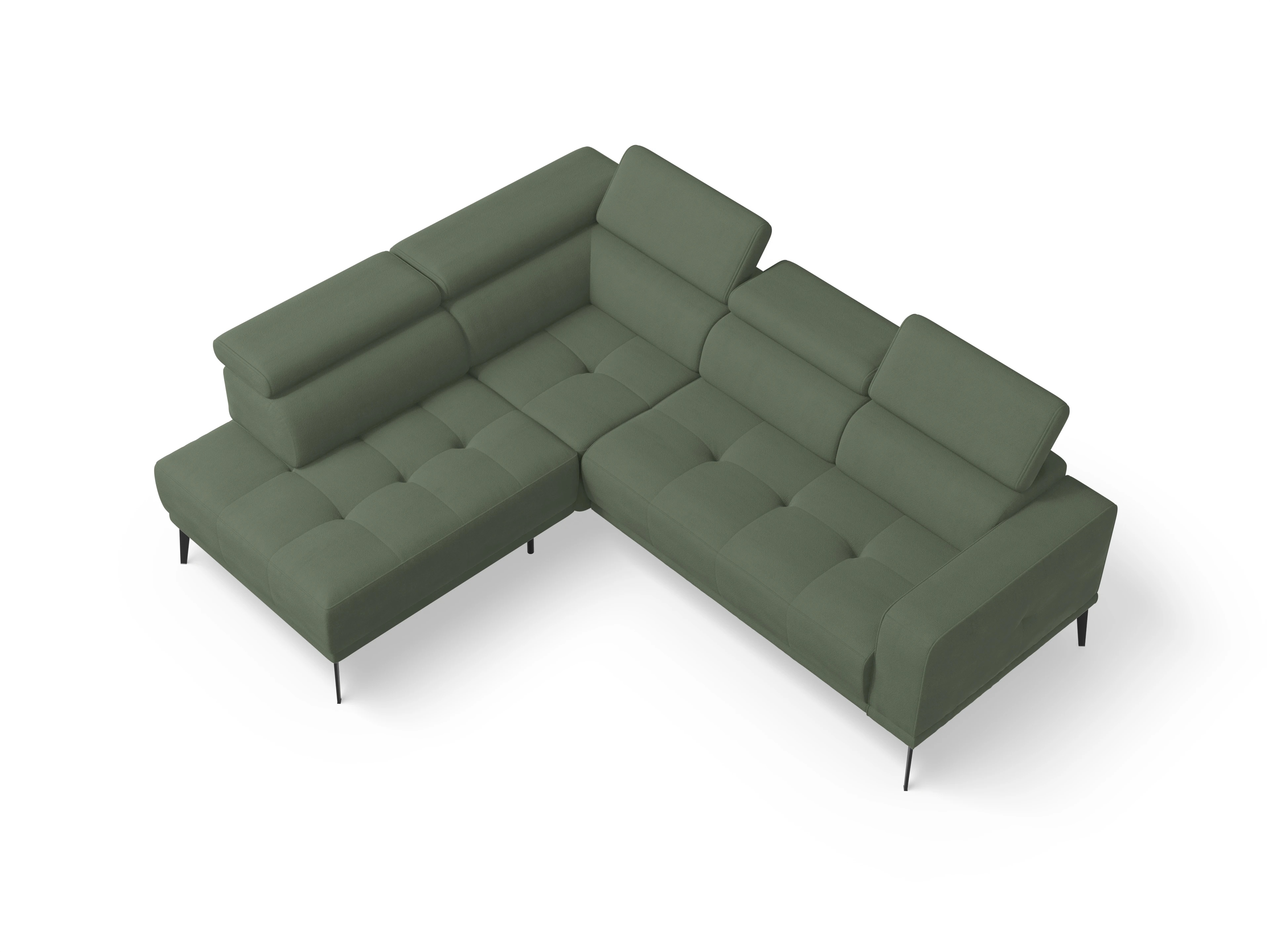Ansicht des Produktes Marco Ecksofa links Abschluss offen in Stoff Grün