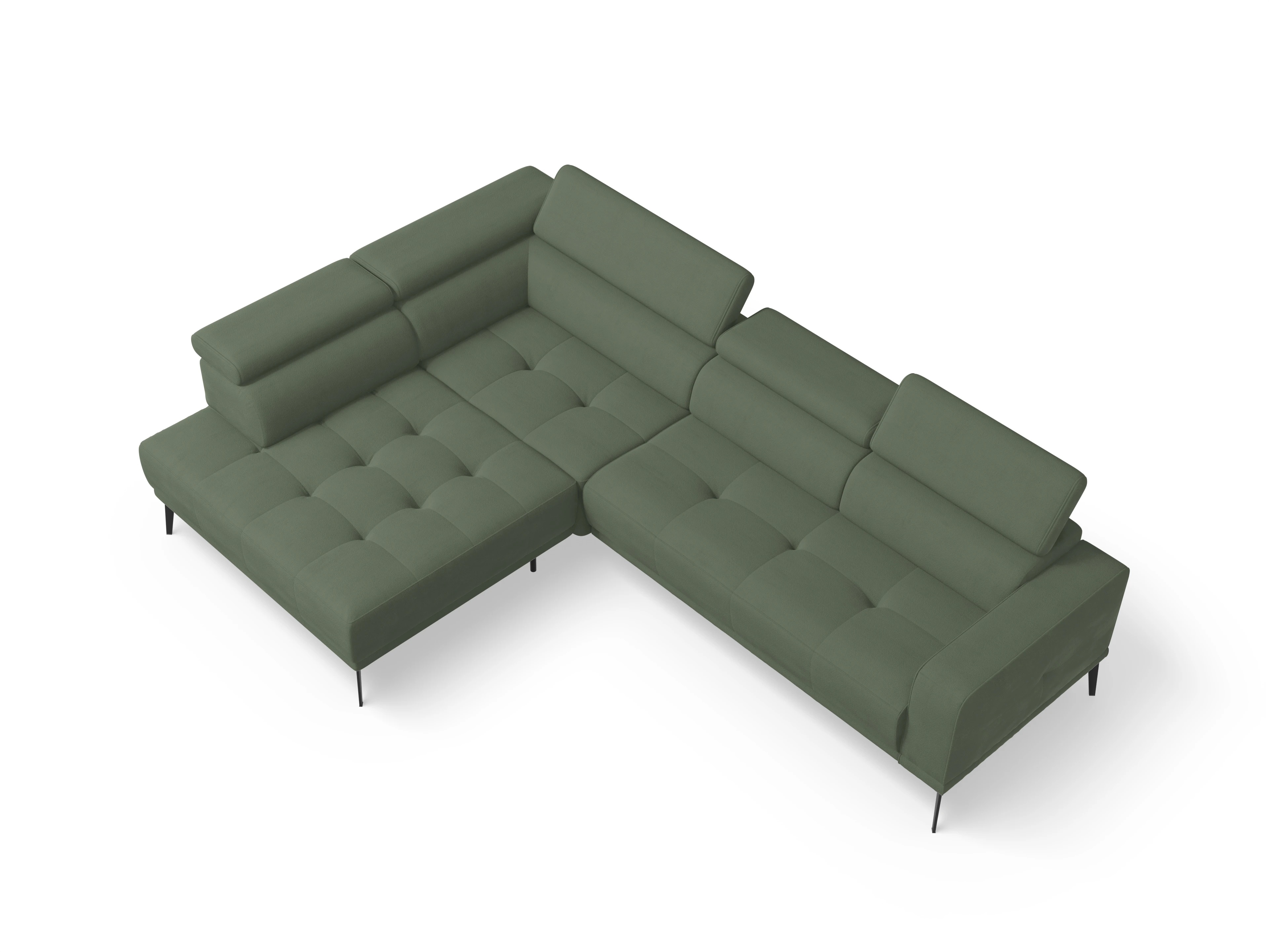 Marco Aho gr Medium L (mit Funktionen) Ansicht des Produktes Marco Ecksofa links Abschluss offen in Stoff Grün