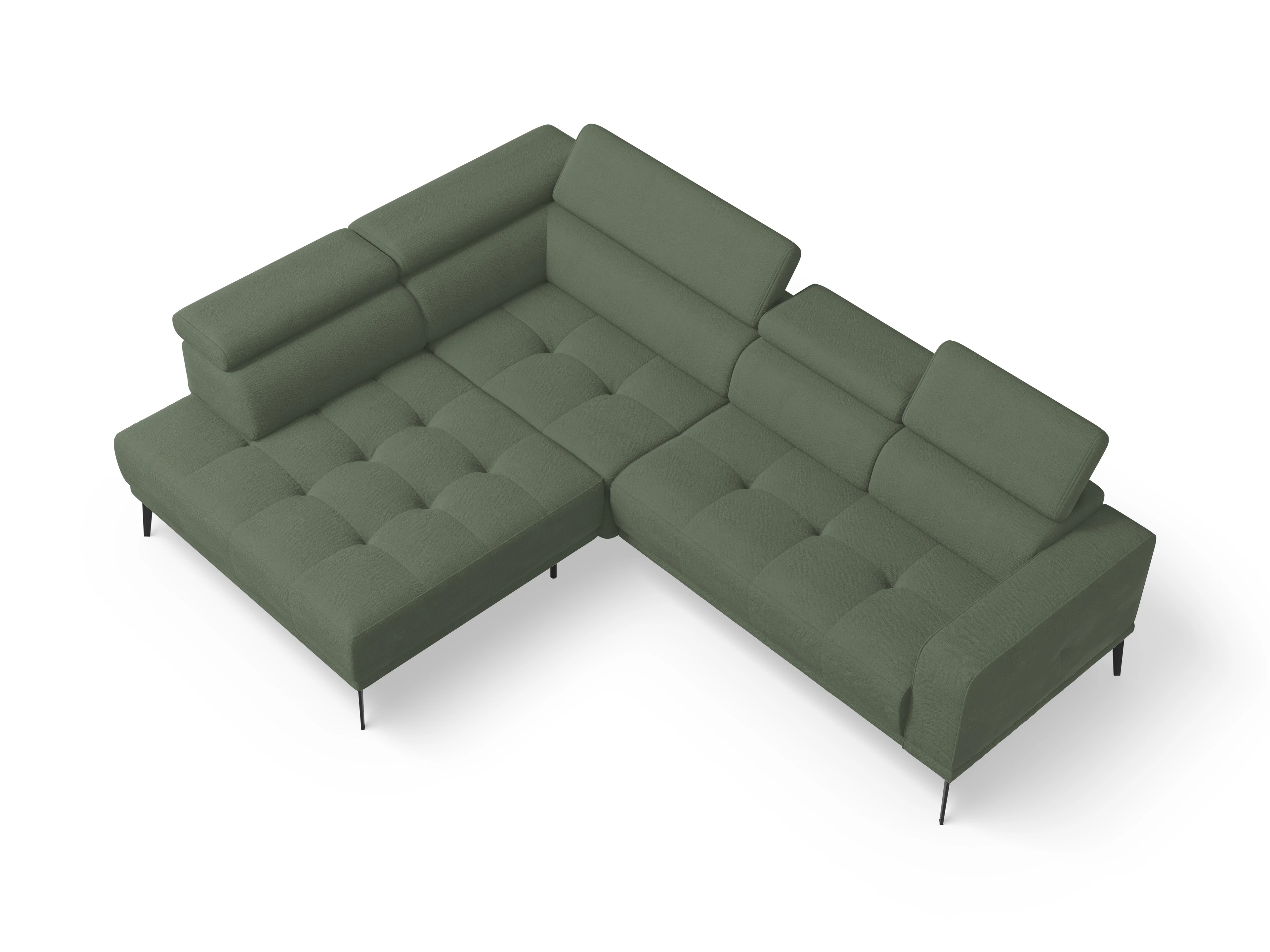 Ansicht des Produktes Marco Ecksofa links Abschluss offen in Stoff Grün