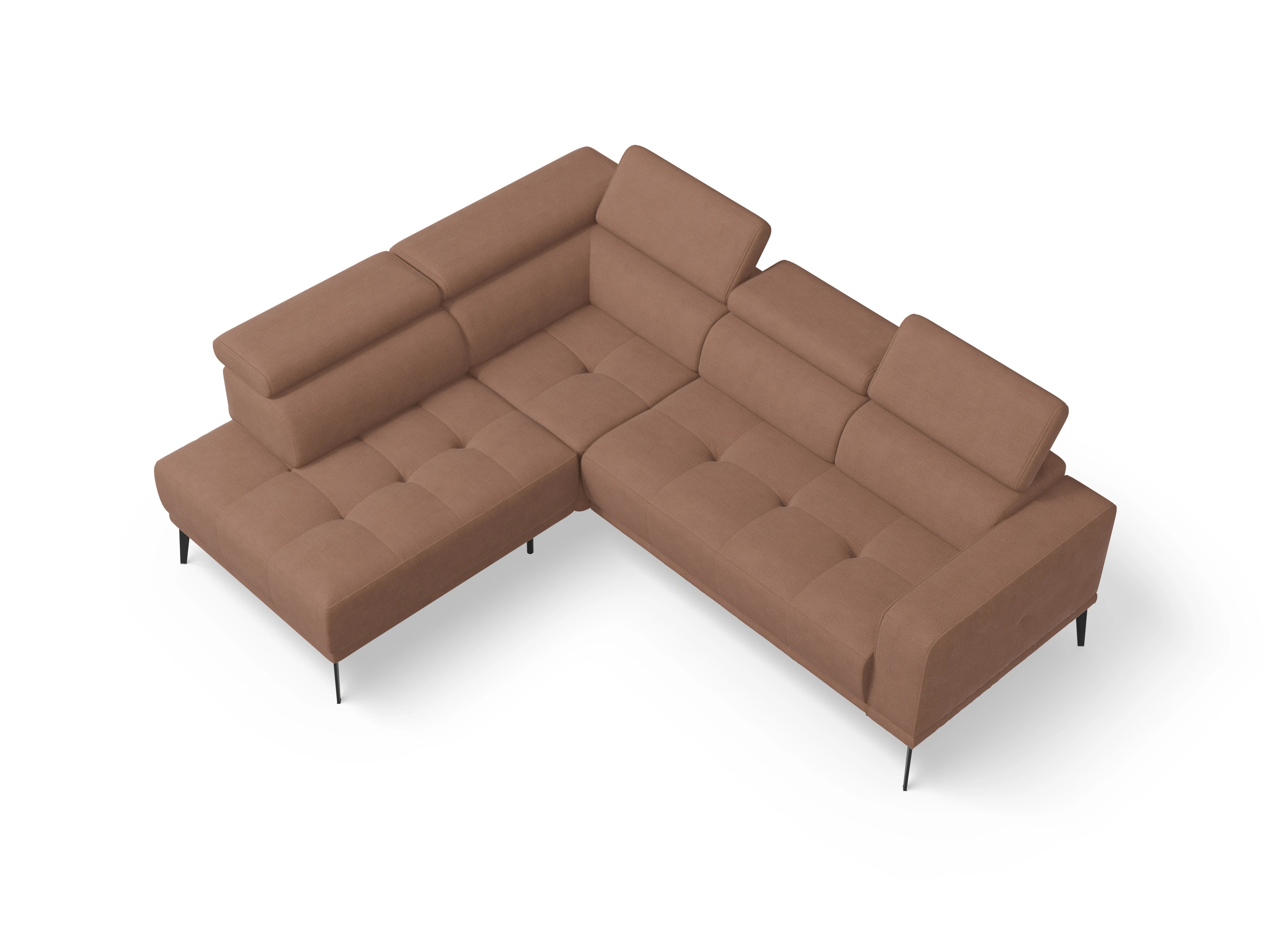 Marco Aho kl Small L Ansicht des Produktes Marco Ecksofa links Abschluss offen in Stoff Orange