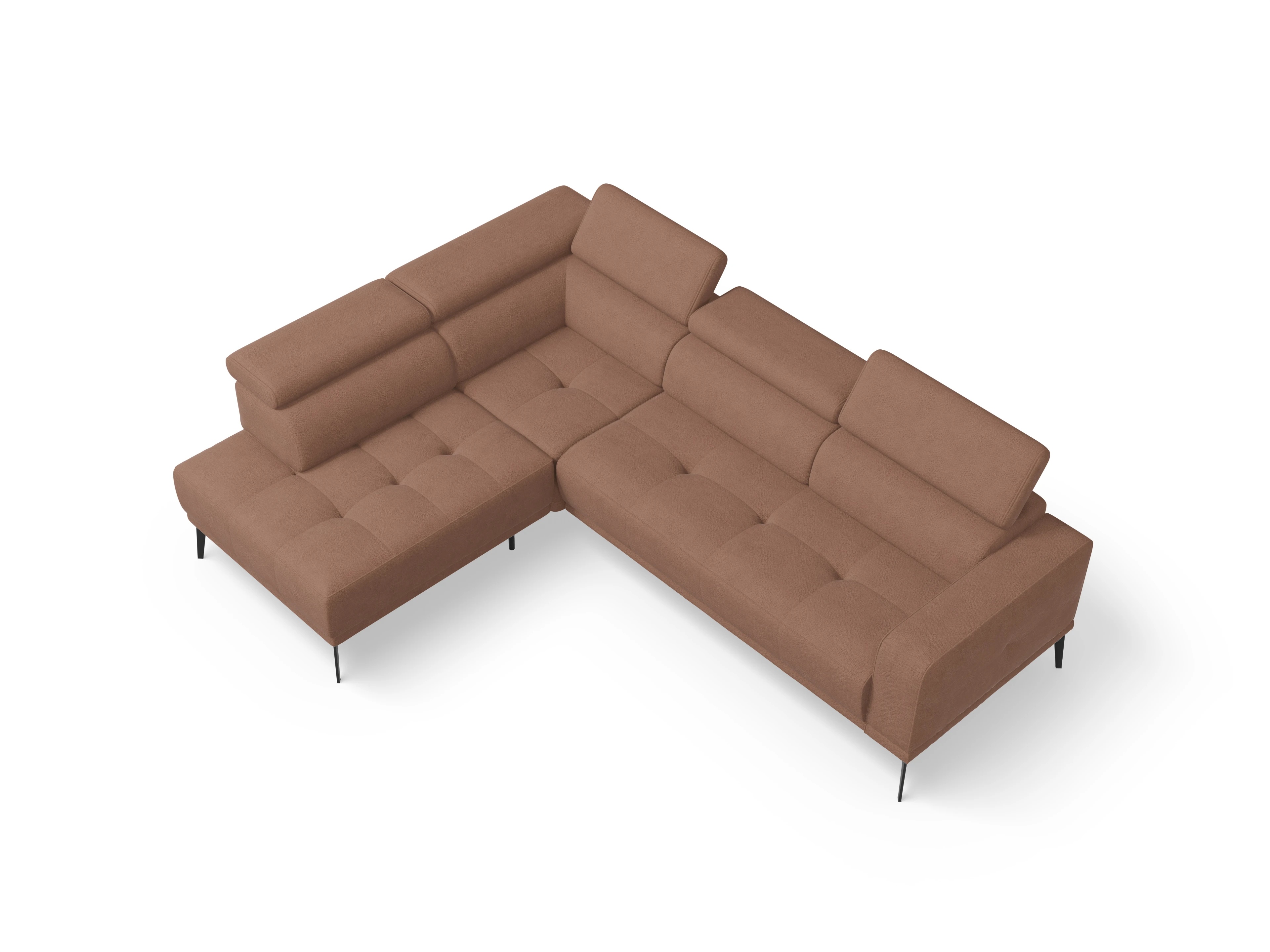 Ansicht des Produktes Marco Ecksofa links Abschluss offen in Stoff Orange