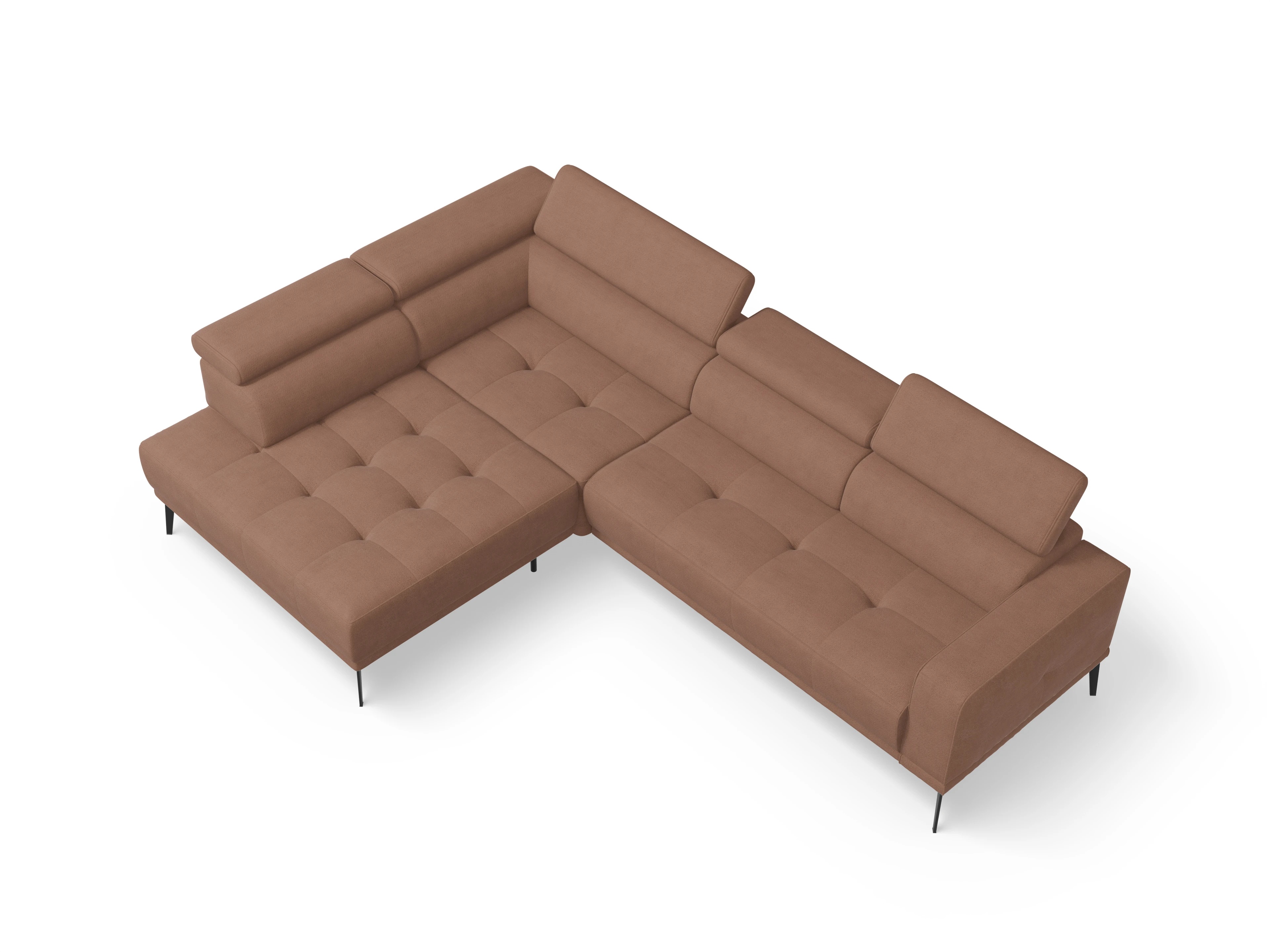 Marco Aho gr Medium L (mit Funktionen) Ansicht des Produktes Marco Ecksofa links Abschluss offen in Stoff Orange