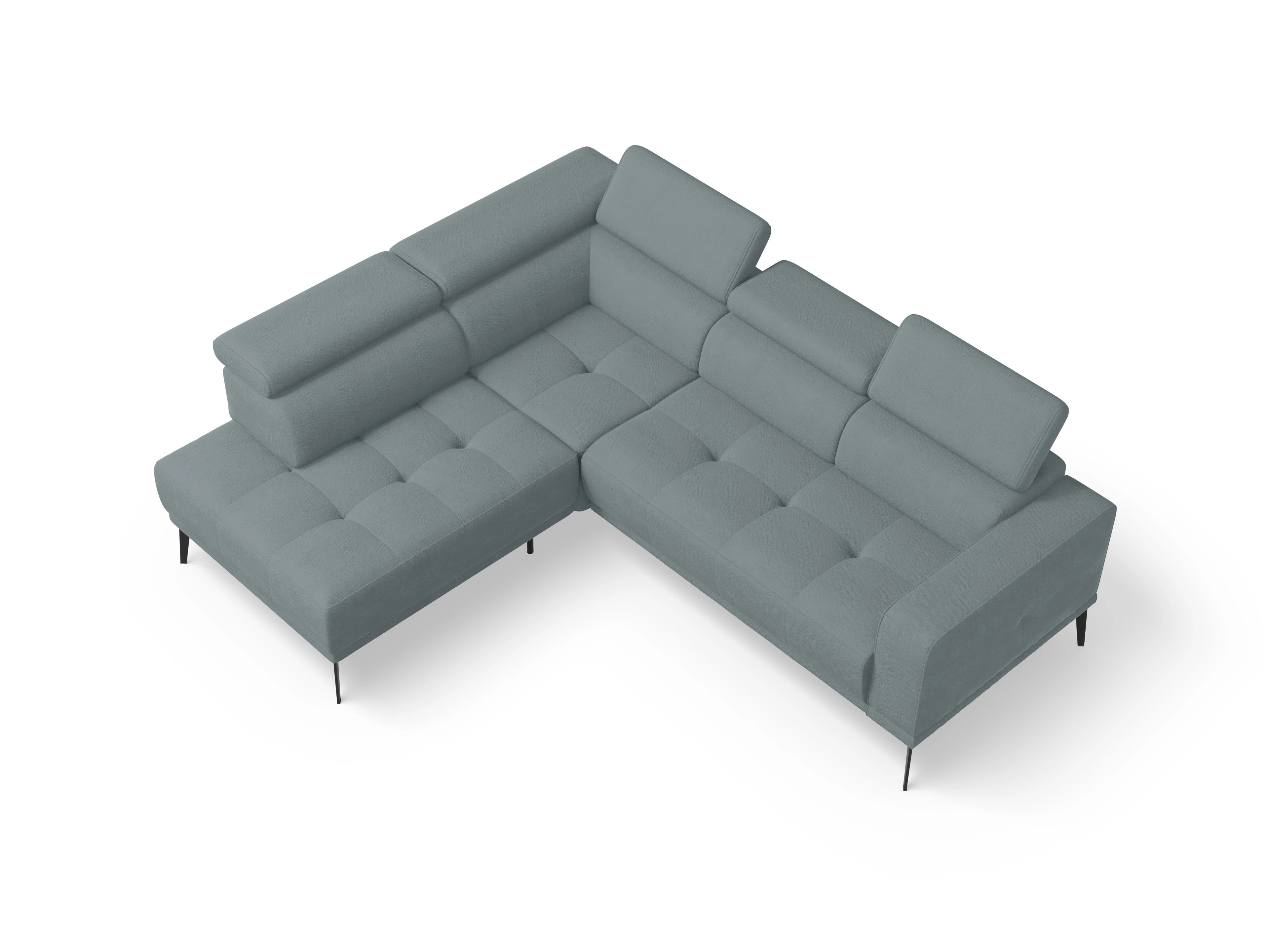 Marco Aho kl Small L Ansicht des Produktes Marco Ecksofa links Abschluss offen in Stoff Blau