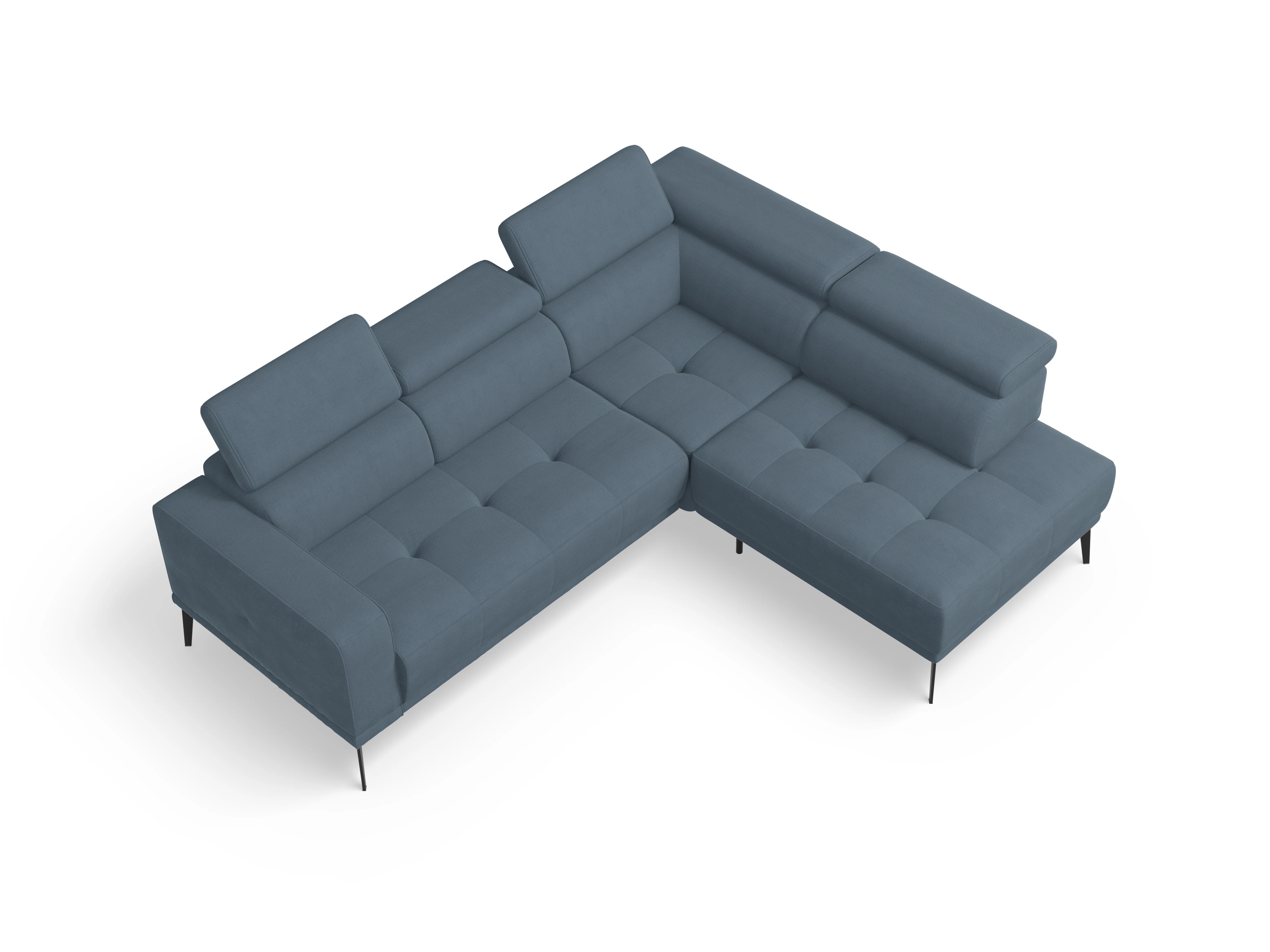 Marco Aho kl Small R Ansicht des Produktes Marco Ecksofa rechts Abschluss offen in Stoff Blau