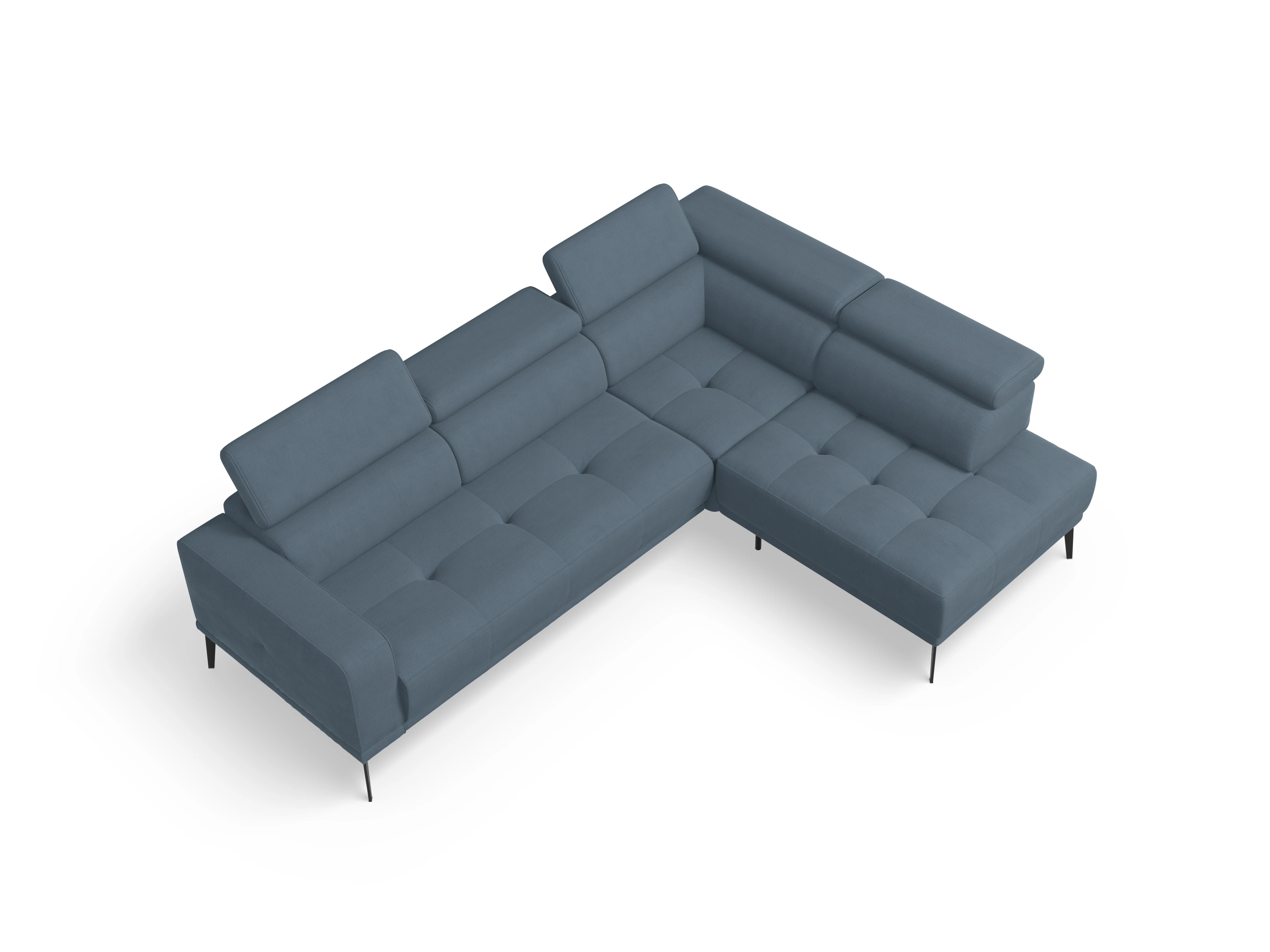 Ansicht des Produktes Marco Ecksofa rechts Abschluss offen in Stoff Blau