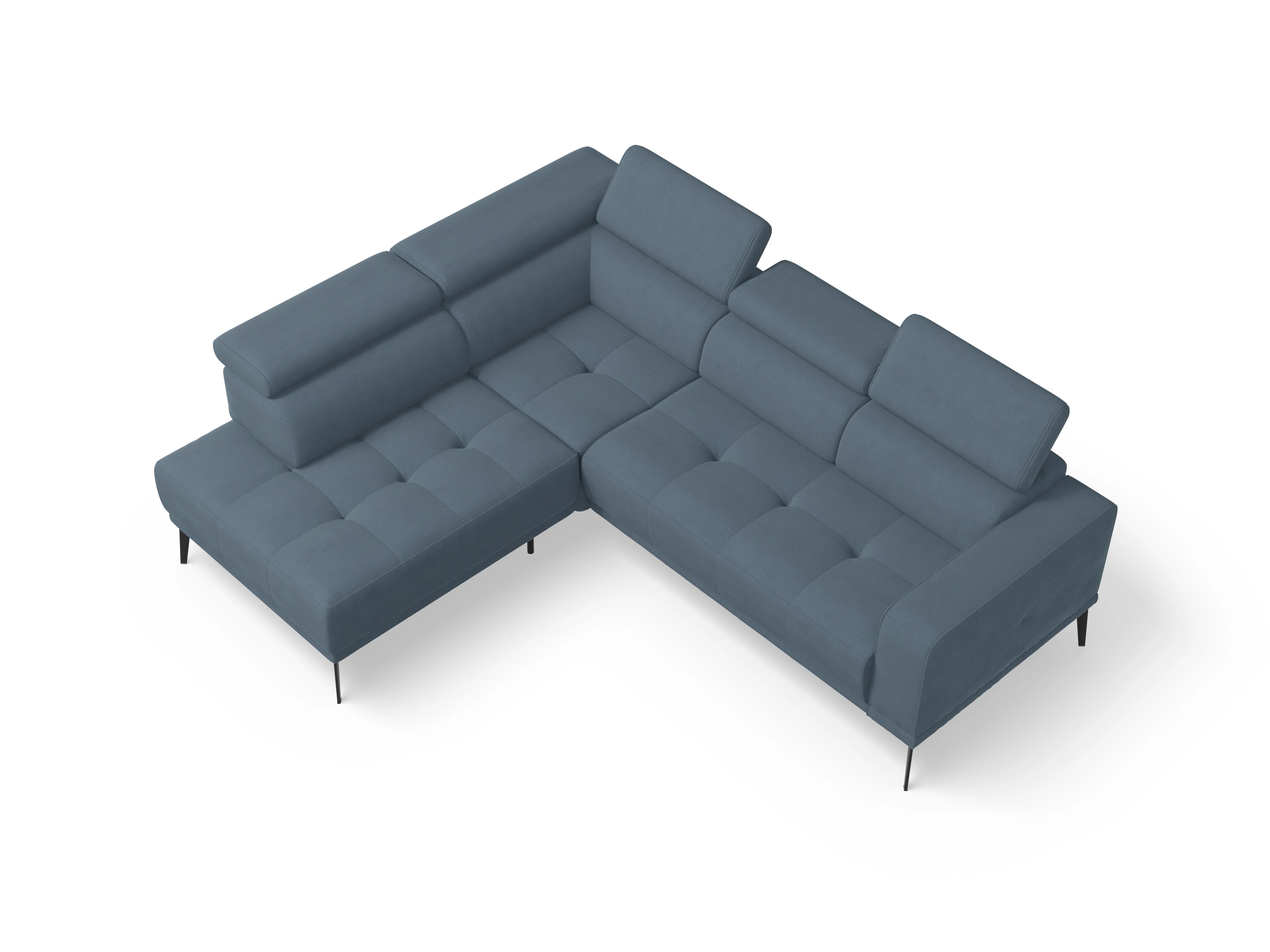 Ansicht des Produktes Marco Ecksofa links Abschluss offen in Stoff Blau