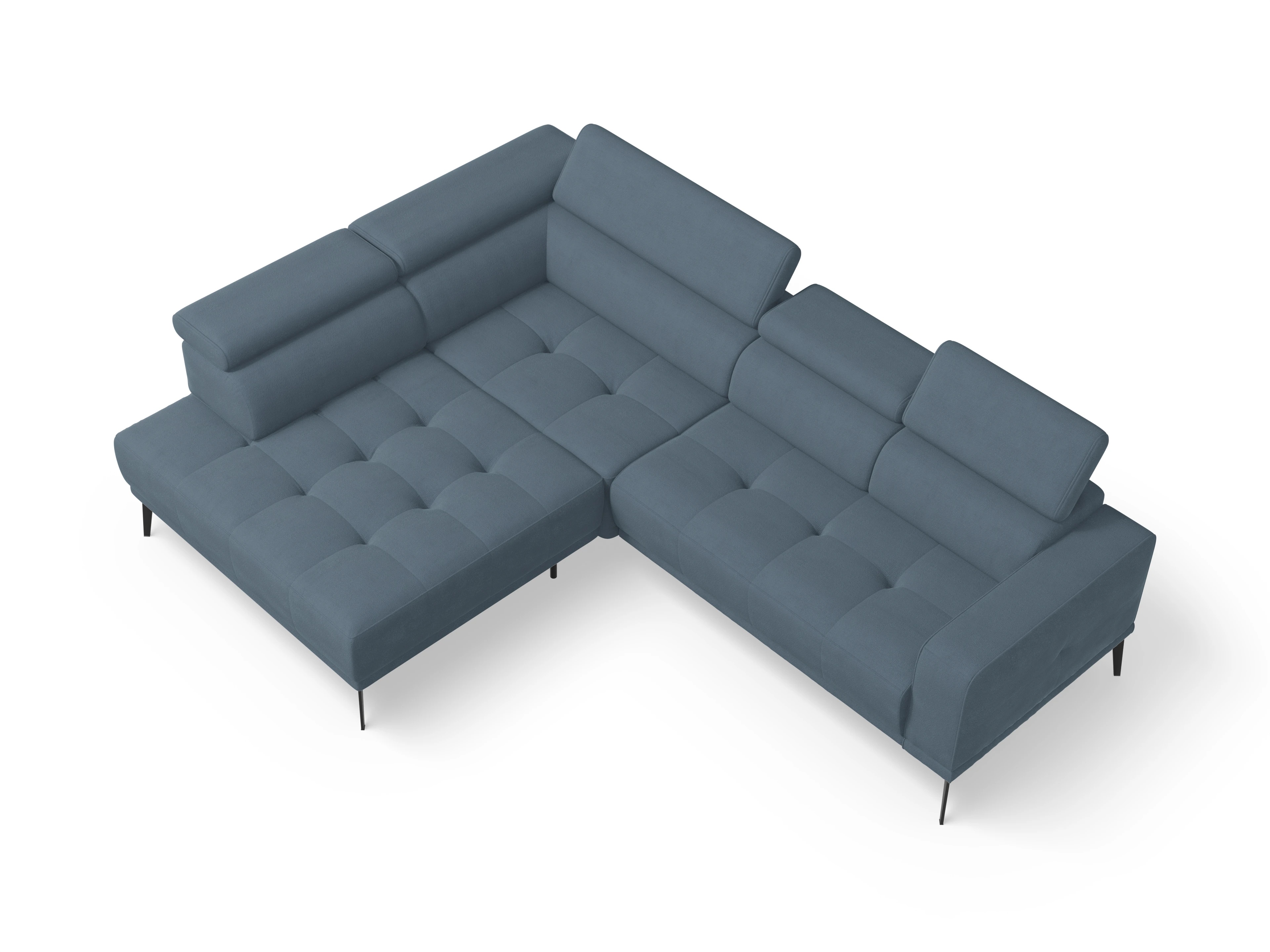 Ansicht des Produktes Marco Ecksofa links Abschluss offen in Stoff Blau