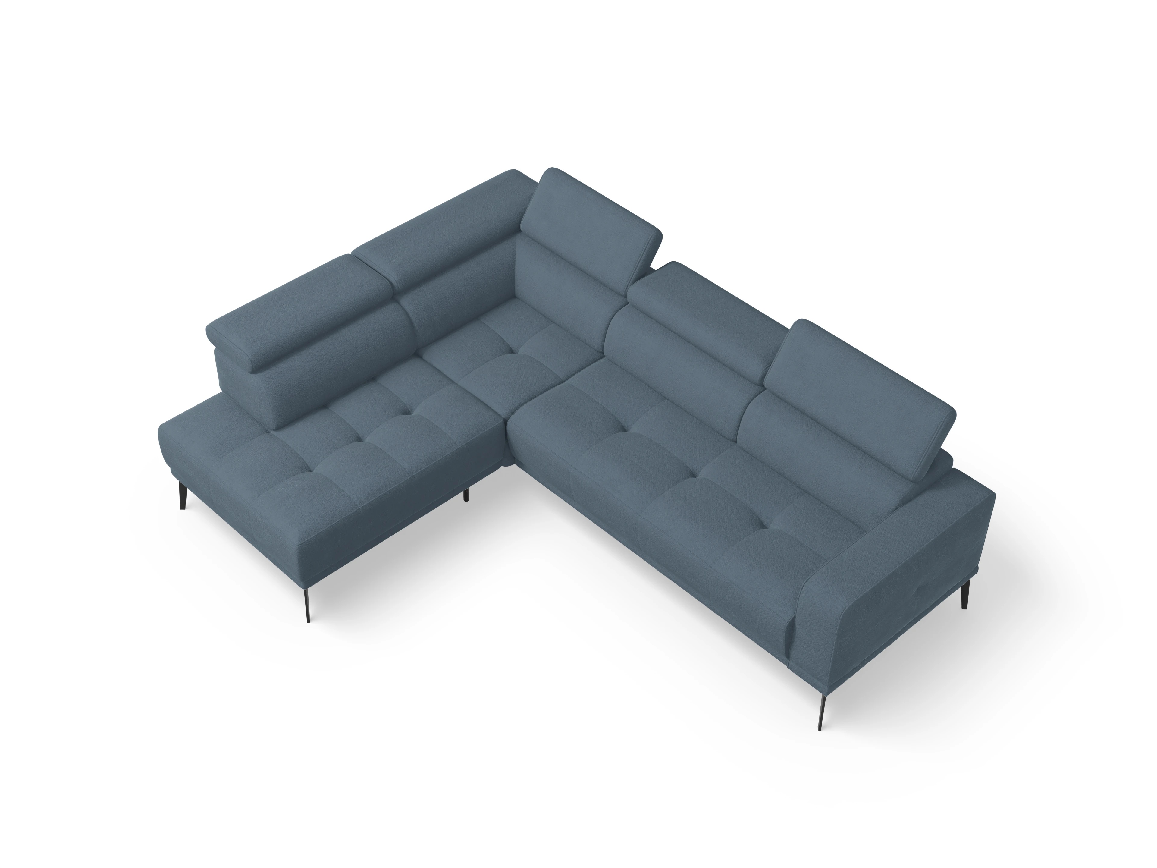 Ansicht des Produktes Marco Ecksofa links Abschluss offen in Stoff Blau