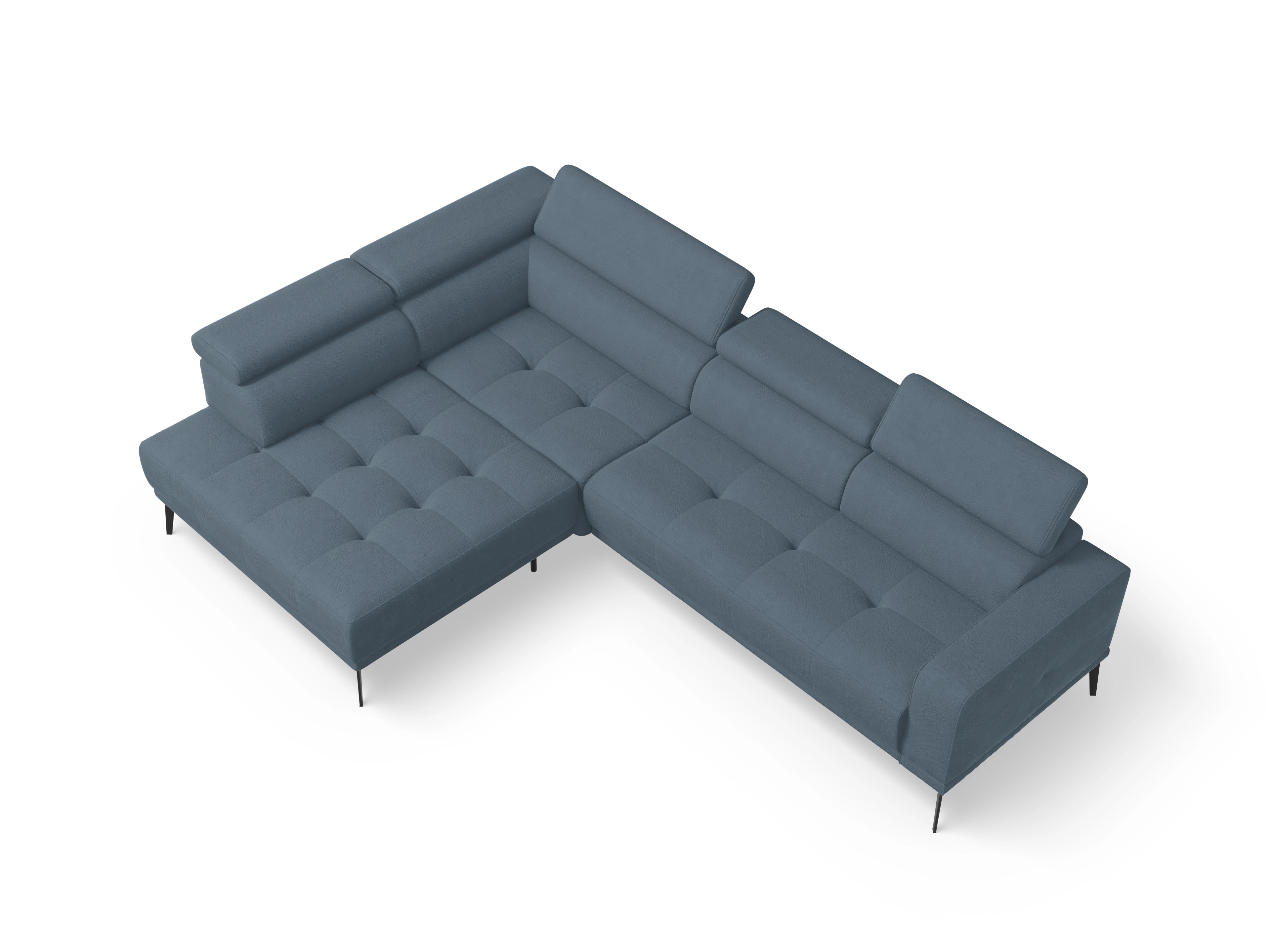 Marco Aho gr Medium L (mit Funktionen) Ansicht des Produktes Marco Ecksofa links Abschluss offen in Stoff Blau