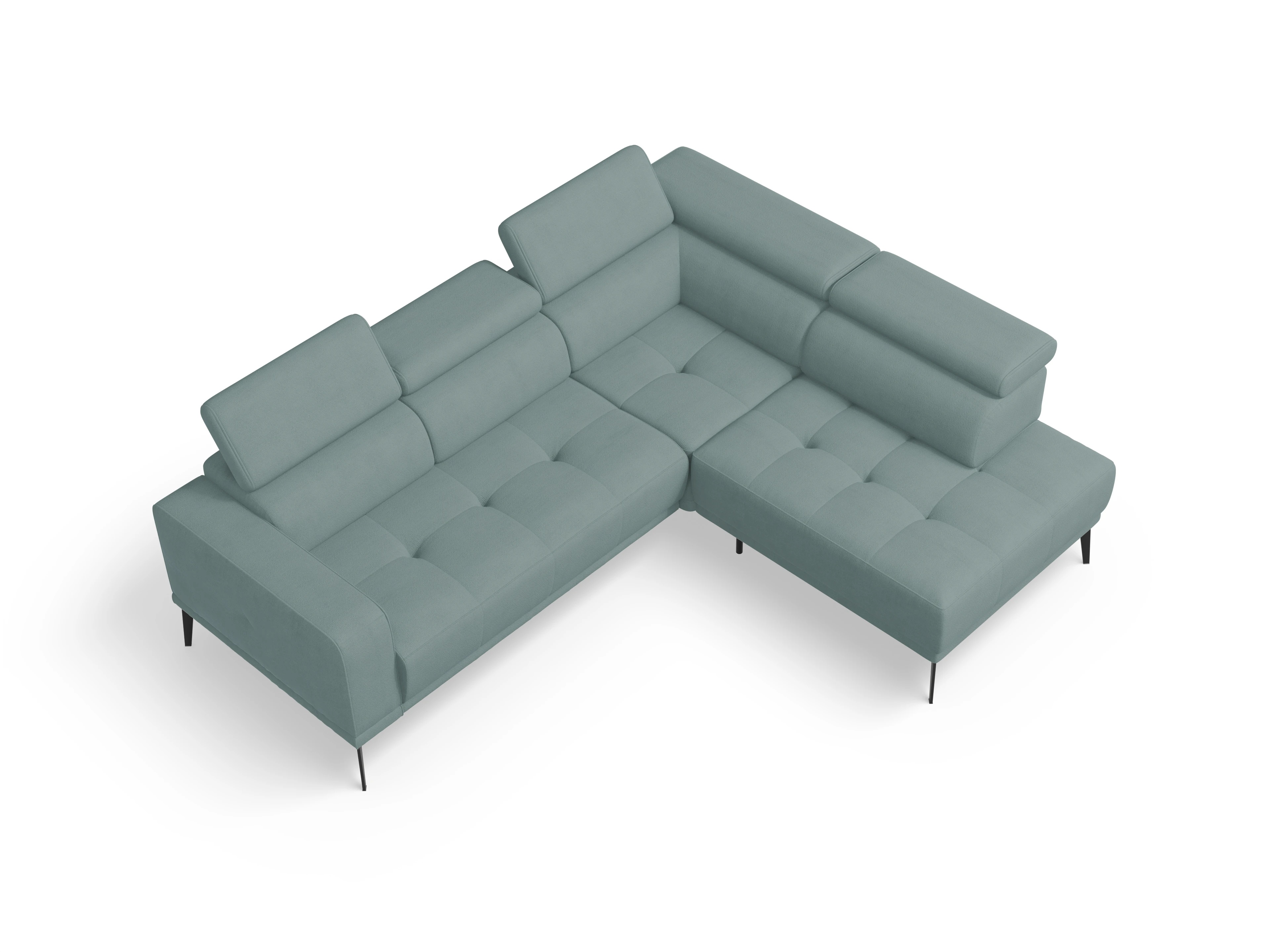 Marco Aho kl Small R Ansicht des Produktes Marco Ecksofa rechts Abschluss offen in Stoff Blau