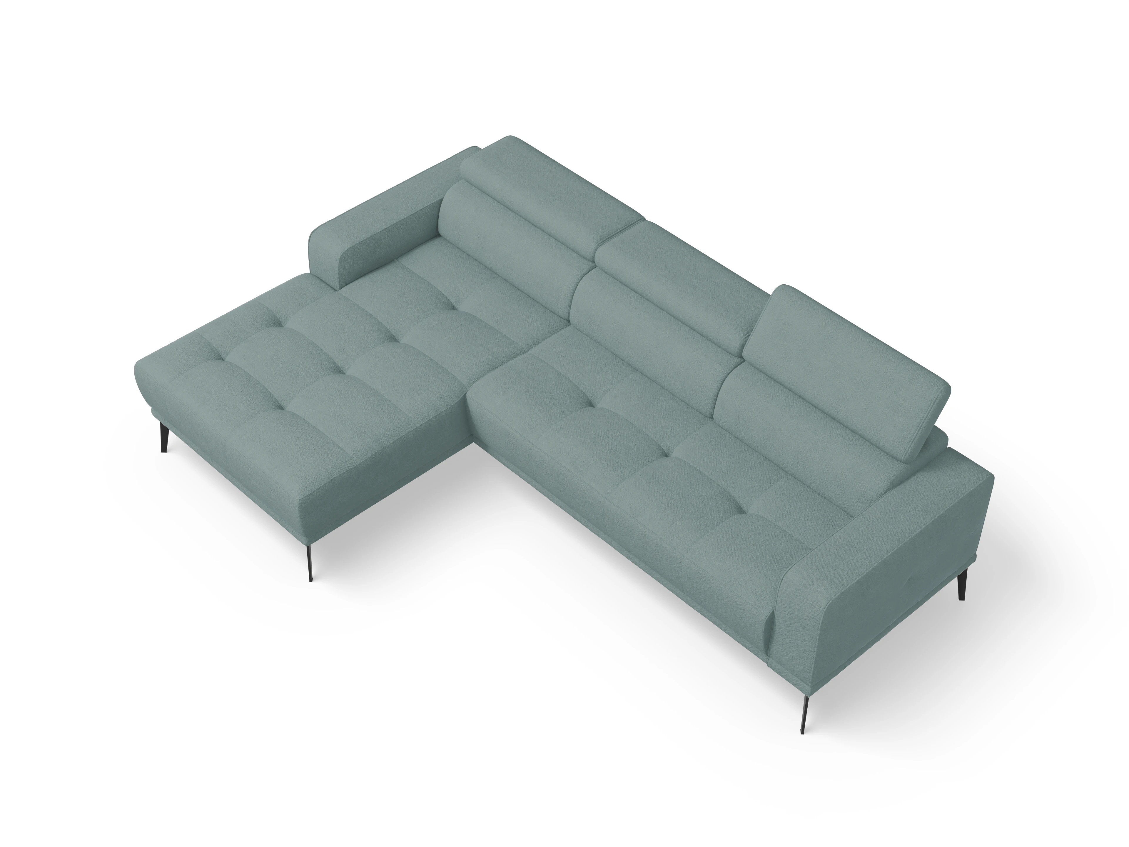 Ansicht des Produktes Marco Ecksofa links Abschluss offen in Stoff Blau