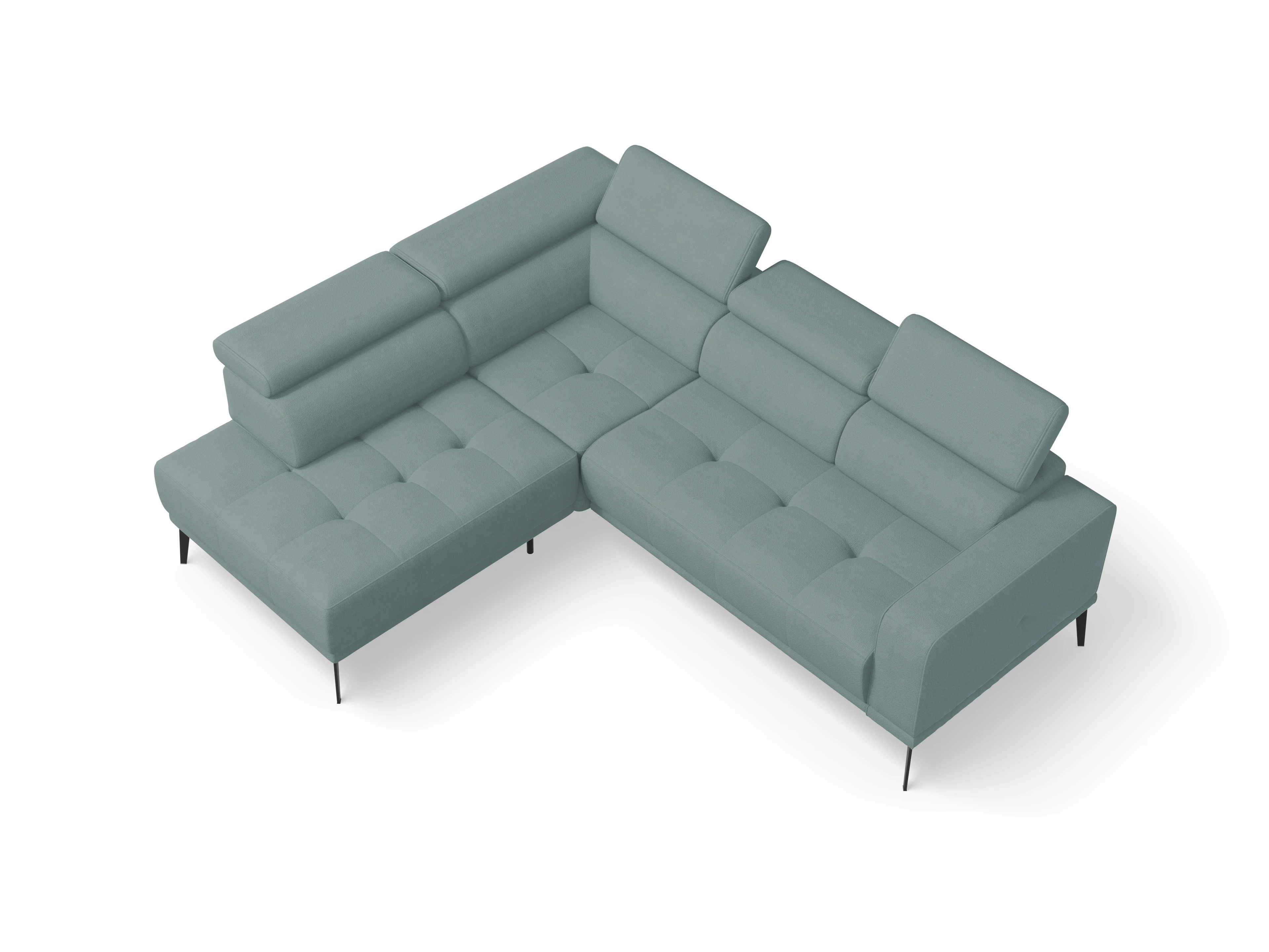 Ansicht des Produktes Marco Ecksofa links Abschluss offen in Stoff Blau