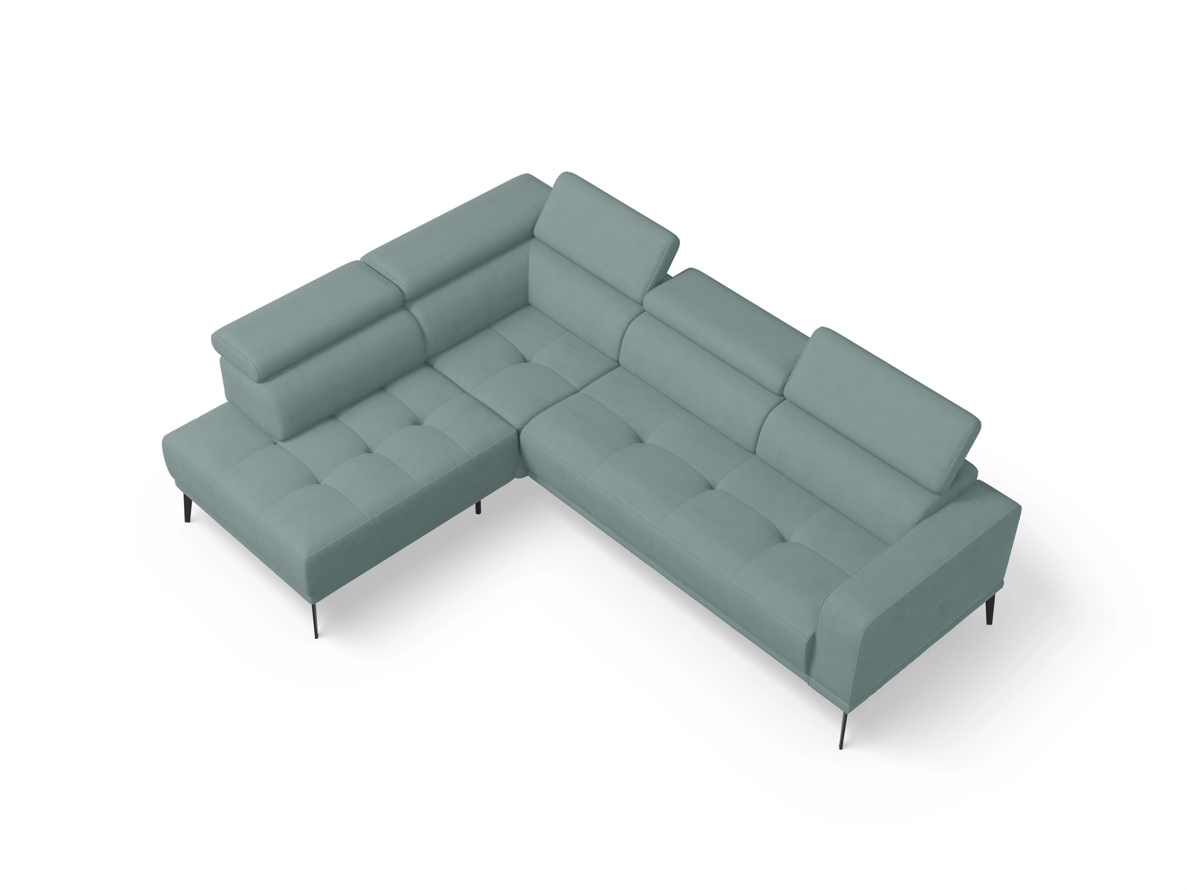 Ansicht des Produktes Marco Ecksofa links Abschluss offen in Stoff Blau