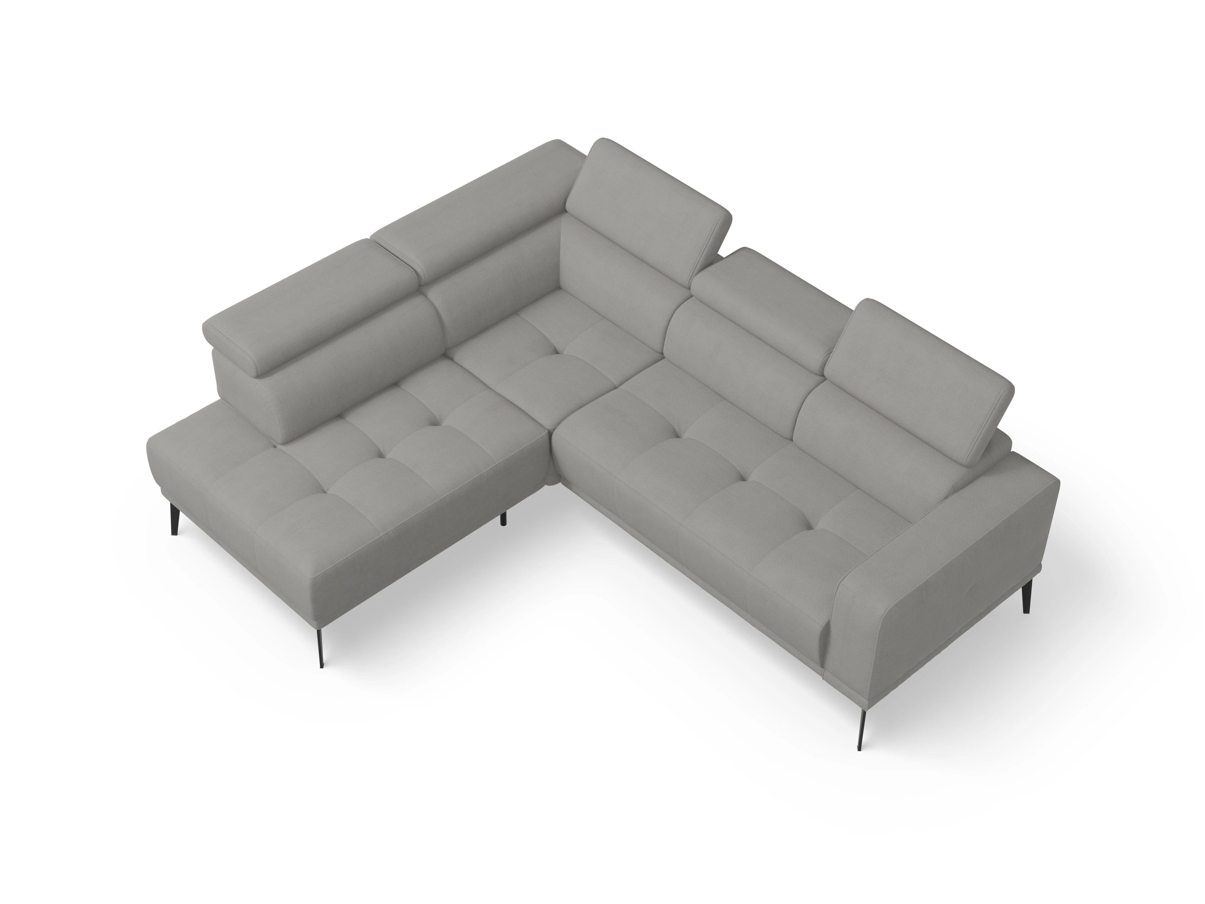 Ansicht des Produktes Marco Ecksofa links Abschluss offen in Stoff Grau