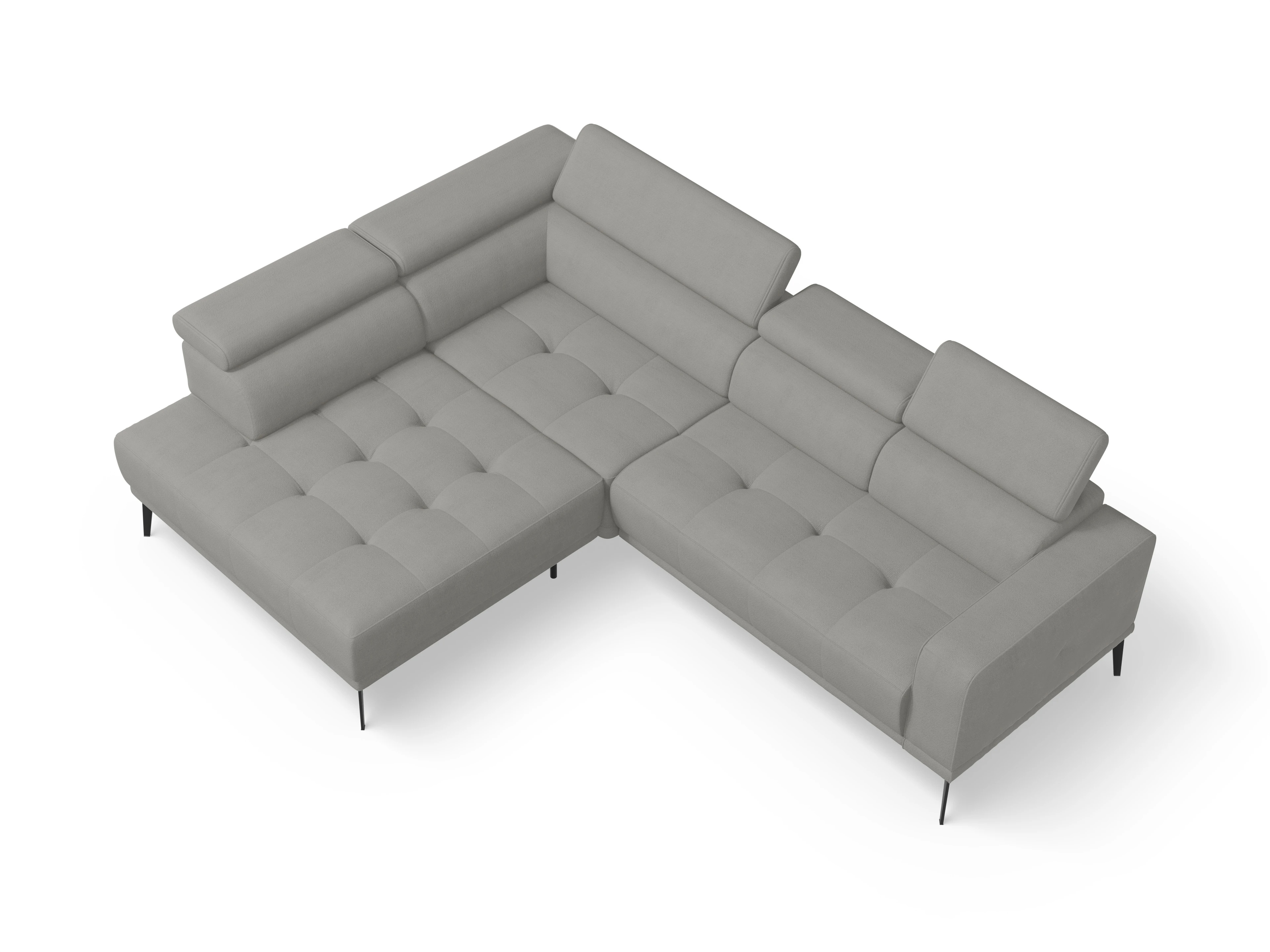 Ansicht des Produktes Marco Ecksofa links Abschluss offen in Stoff Grau