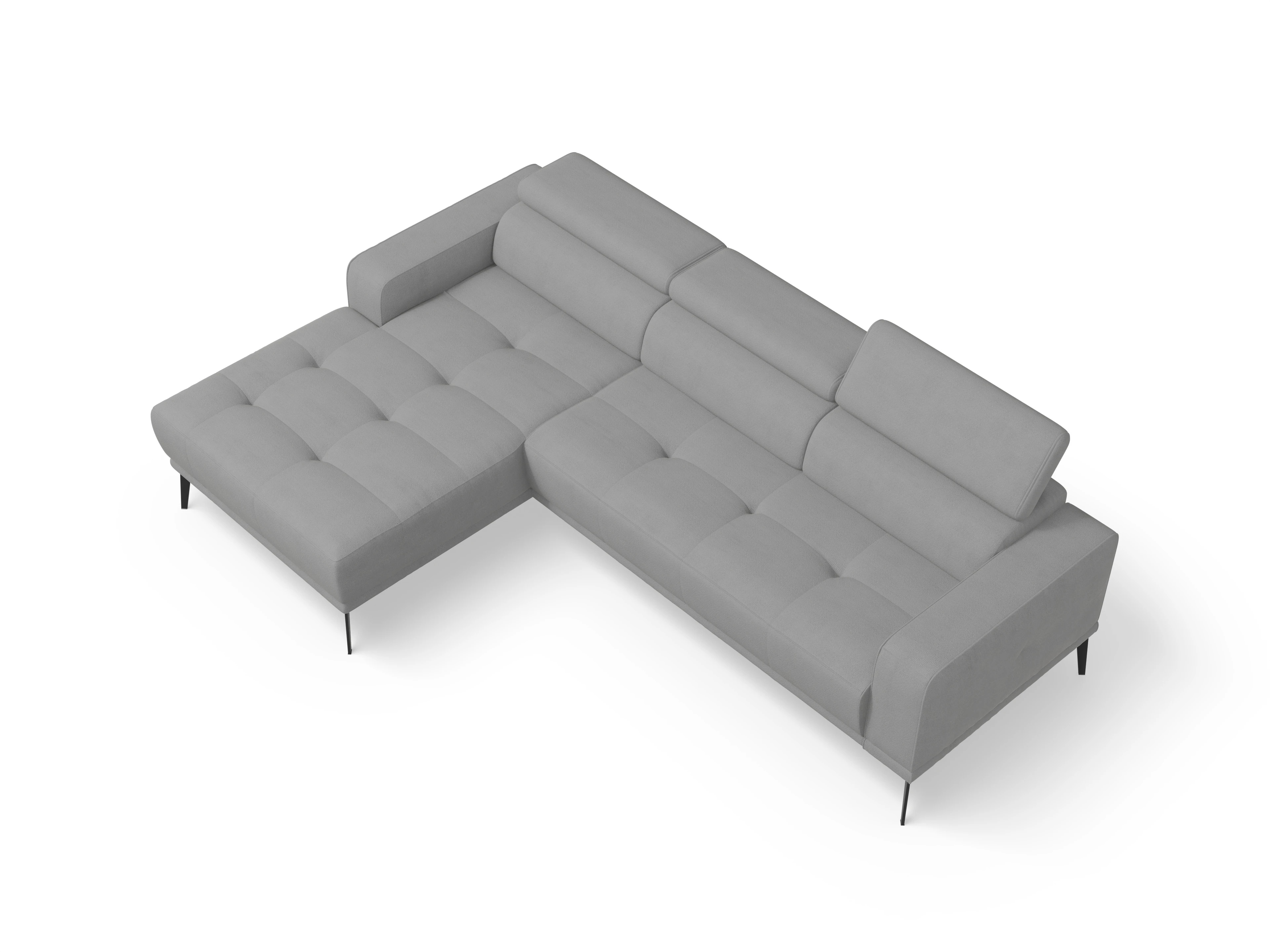 Ansicht des Produktes Marco Ecksofa links Abschluss offen in Stoff Grau
