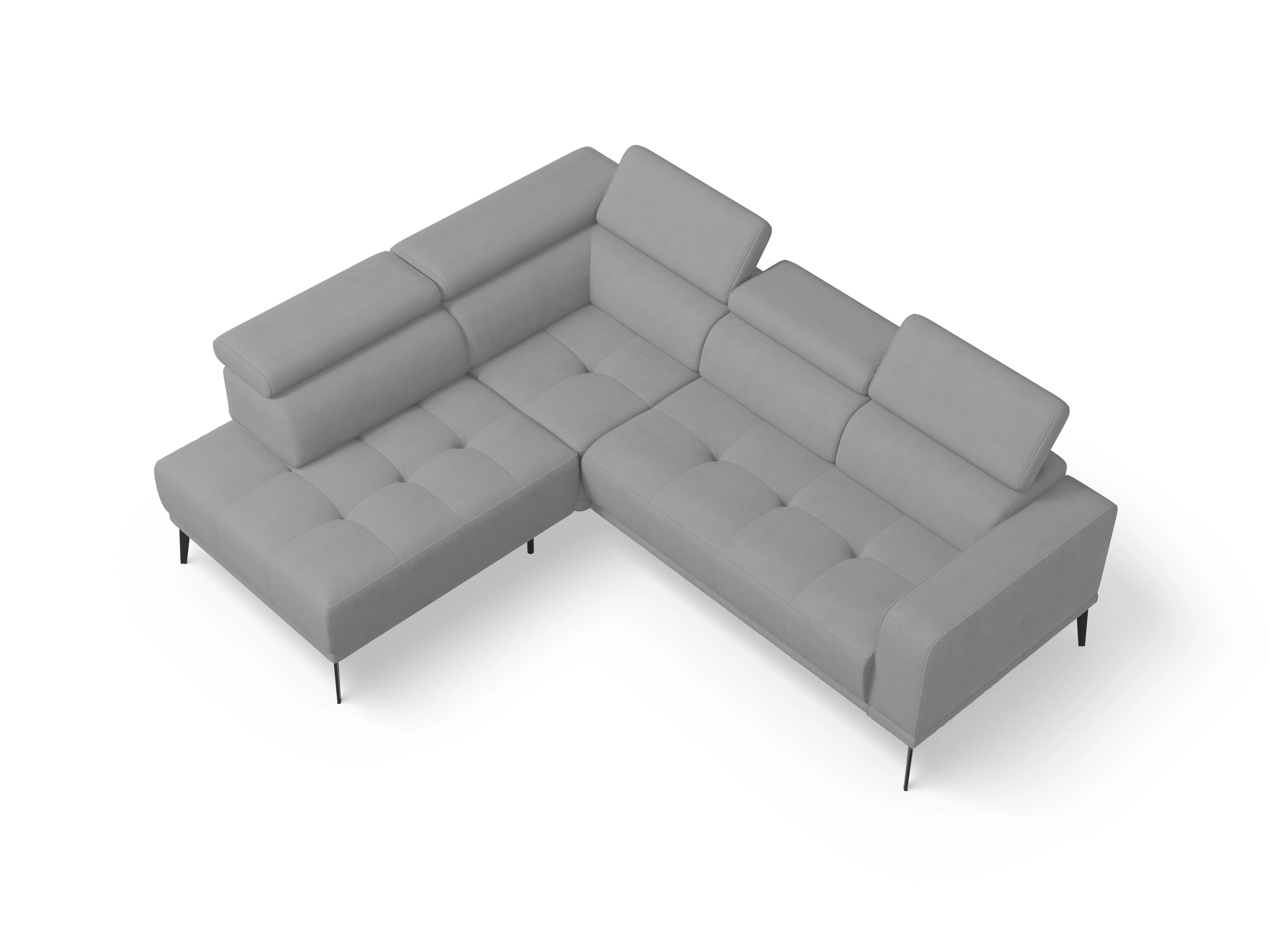 Ansicht des Produktes Marco Ecksofa links Abschluss offen in Stoff Grau