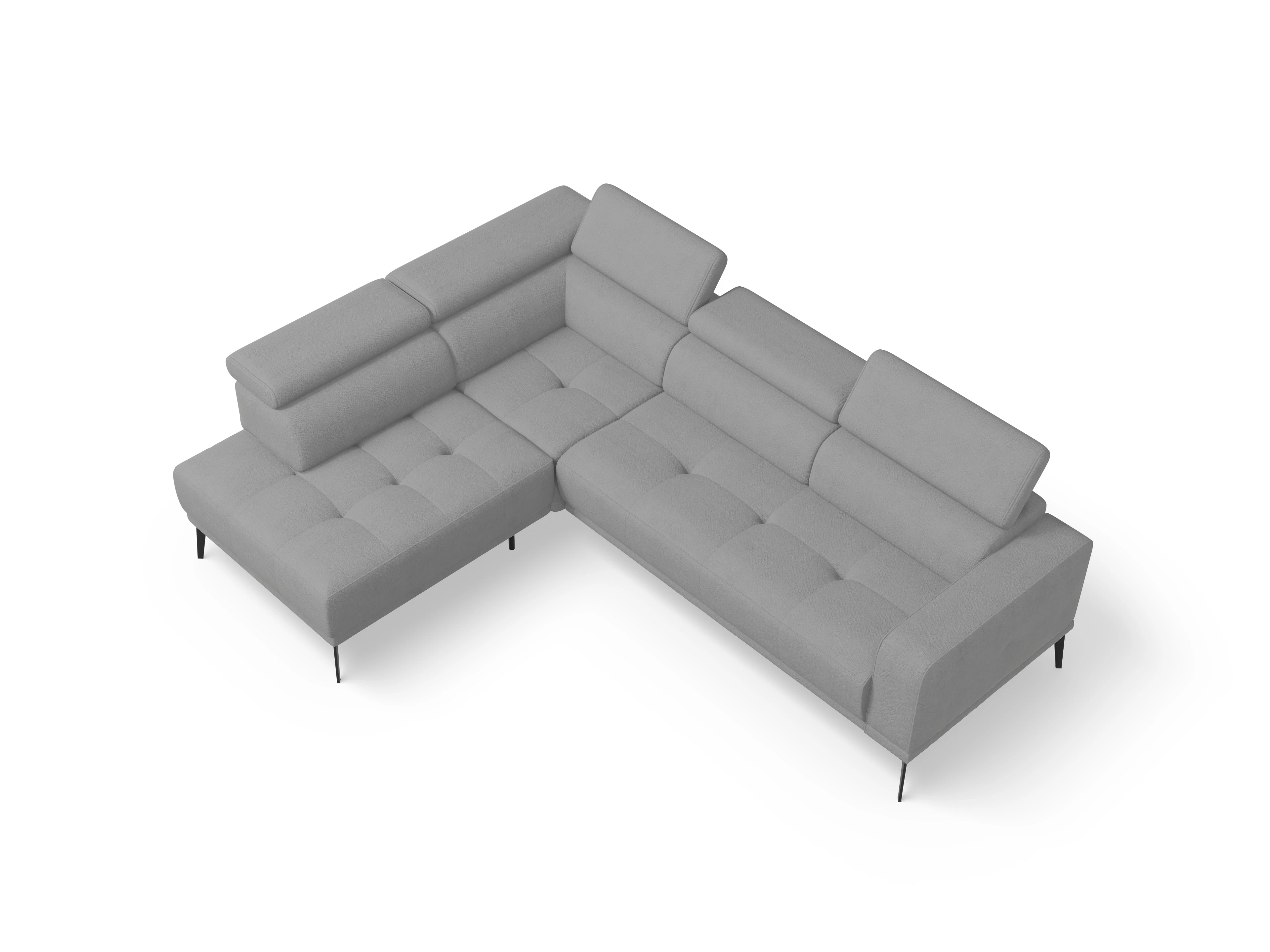 Ansicht des Produktes Marco Ecksofa links Abschluss offen in Stoff Grau