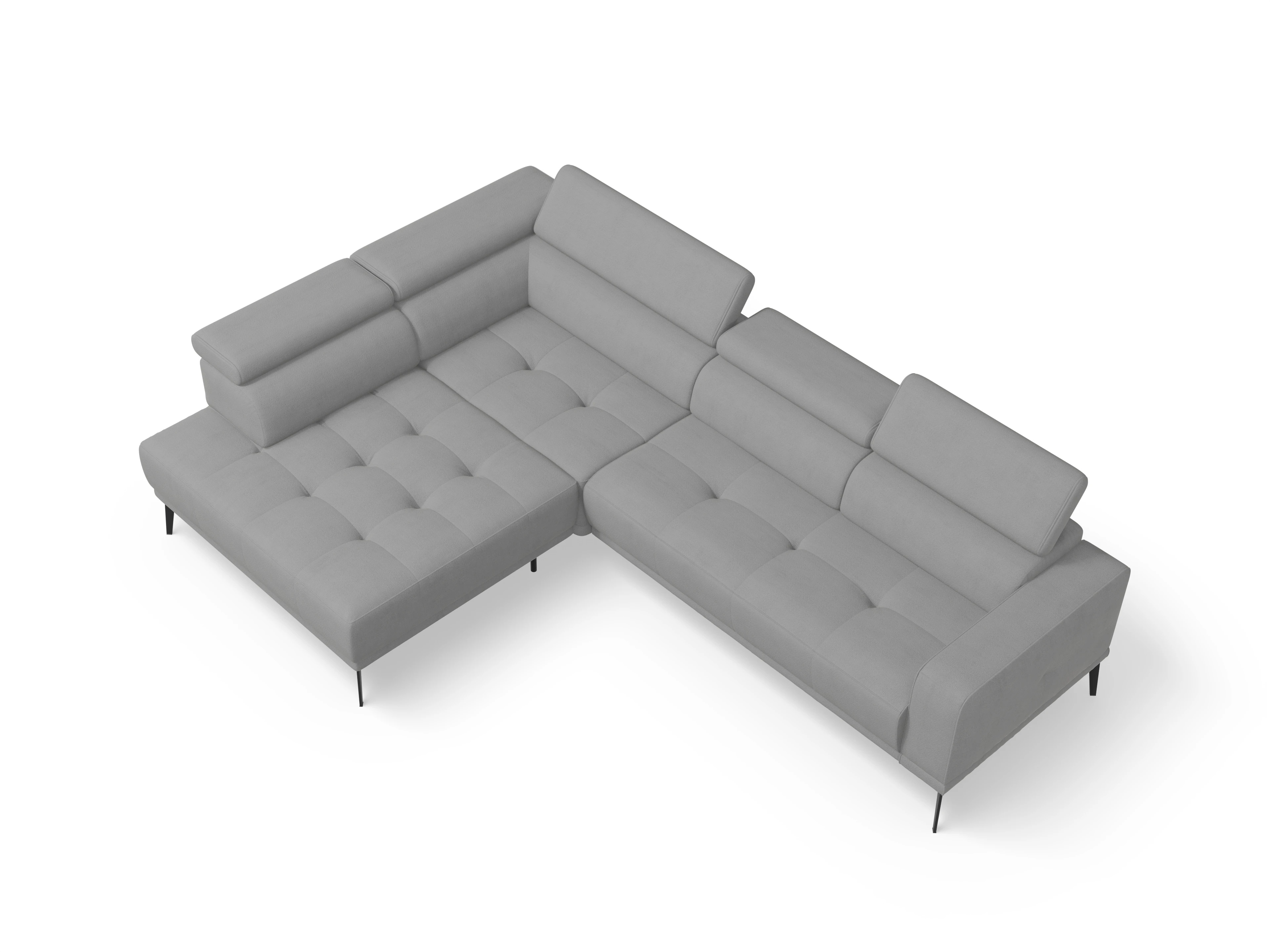 Marco Aho gr Medium L Ansicht des Produktes Marco Ecksofa links Abschluss offen in Stoff Grau