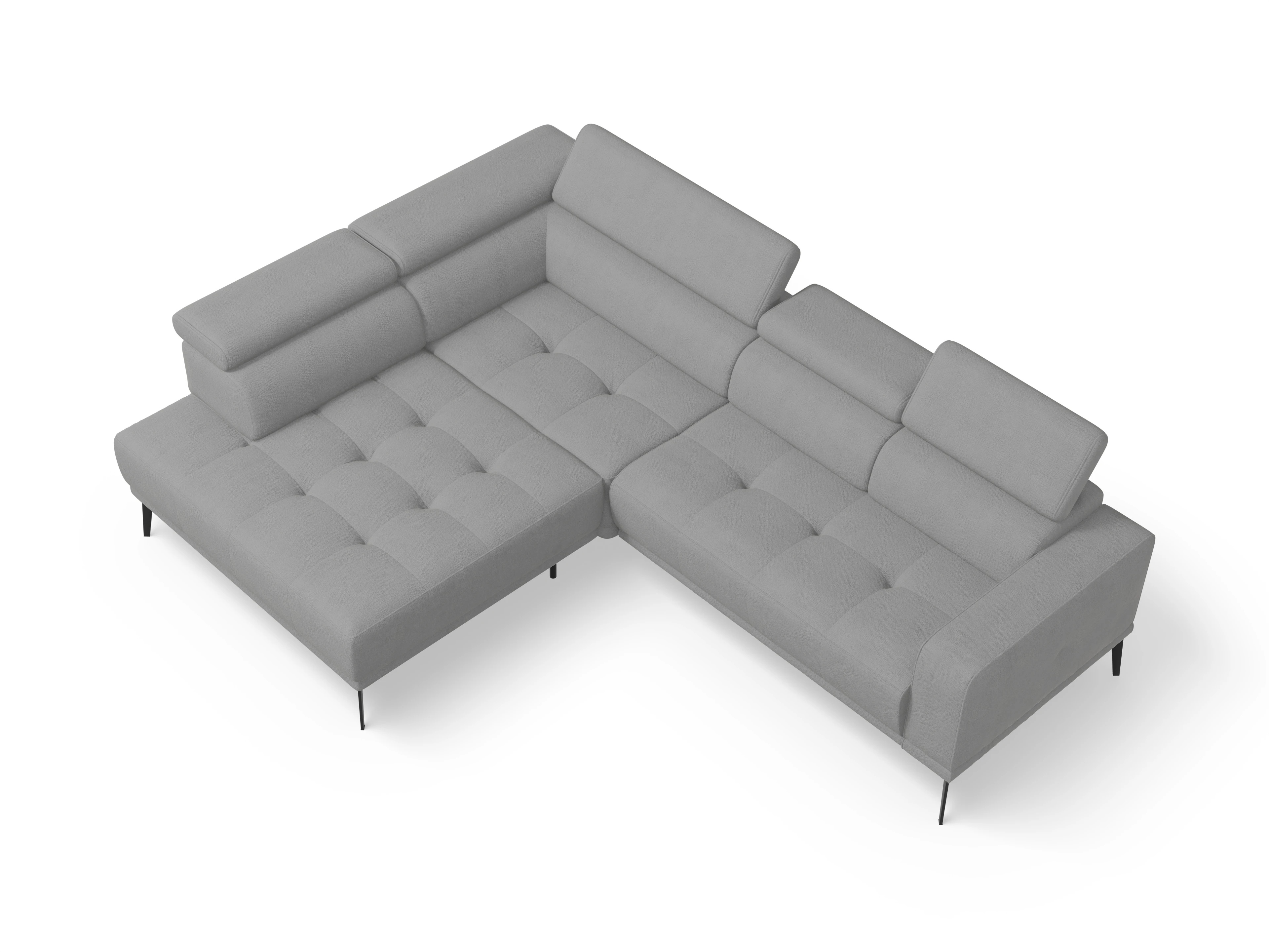 Ansicht des Produktes Marco Ecksofa links Abschluss offen in Stoff Grau