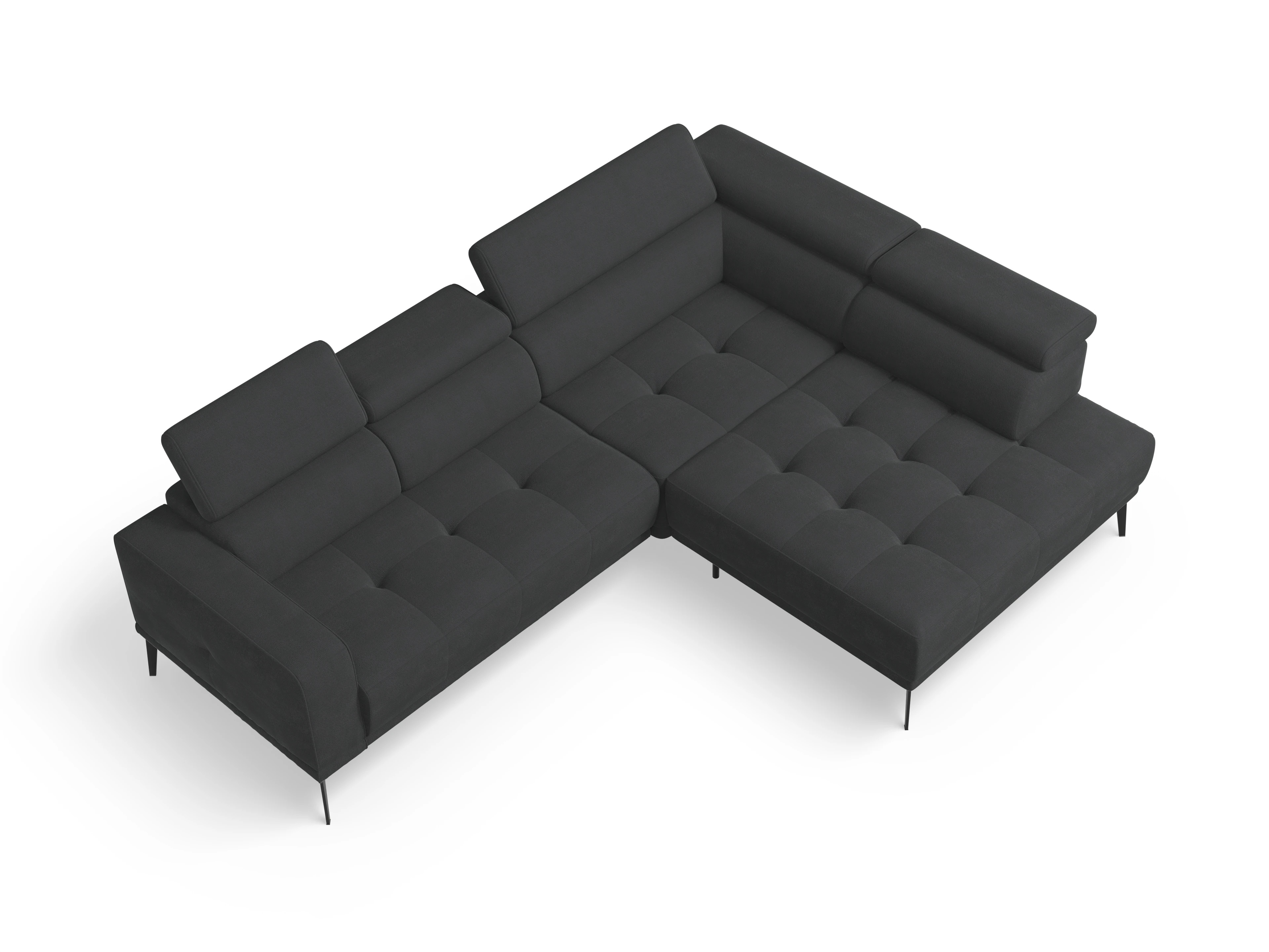 Ansicht des Produktes Marco Ecksofa rechts Abschluss offen in Stoff Schwarz