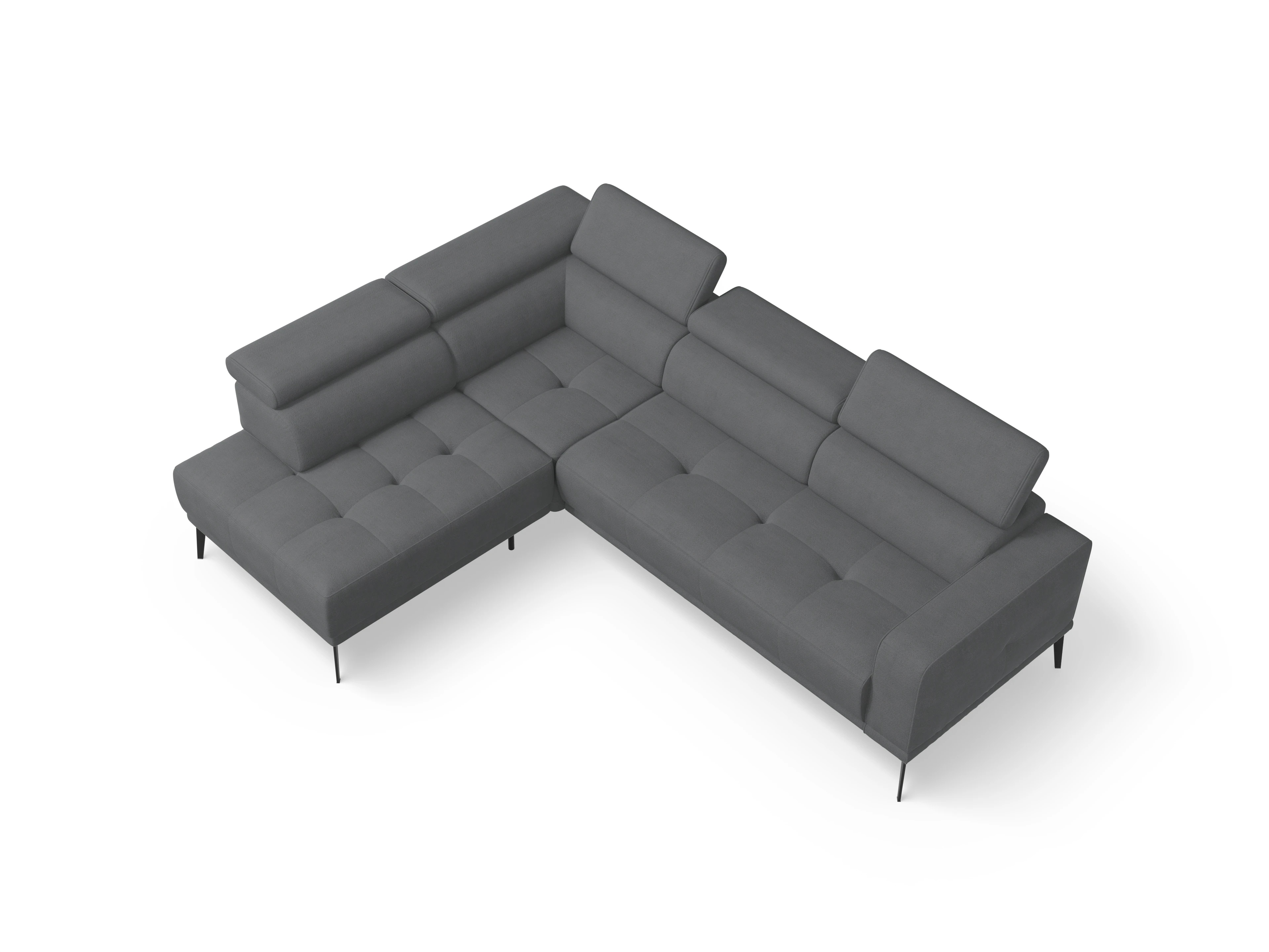 Ansicht des Produktes Marco Ecksofa links Abschluss offen in Stoff Grau