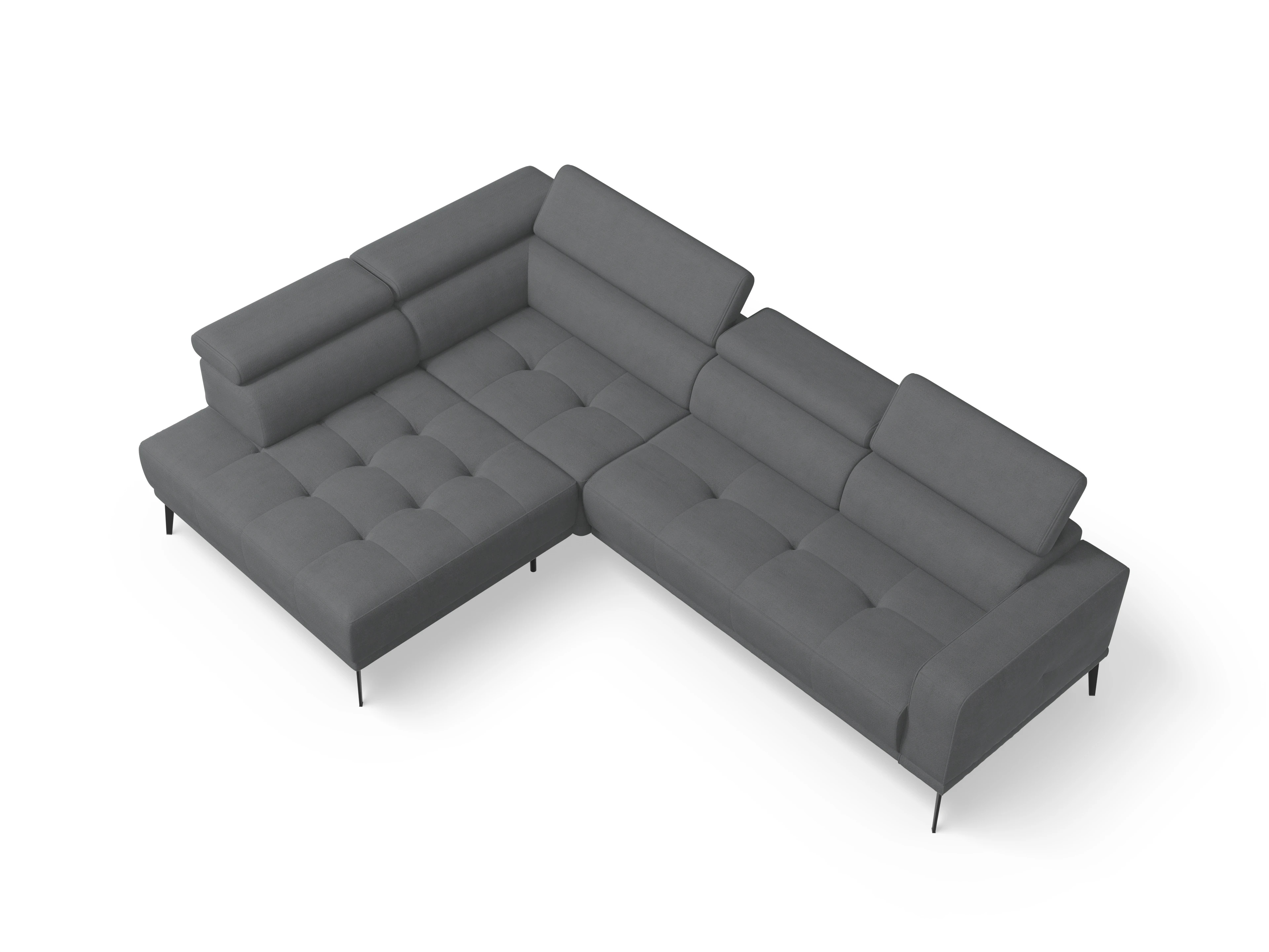 Ansicht des Produktes Marco Ecksofa links Abschluss offen in Stoff Grau