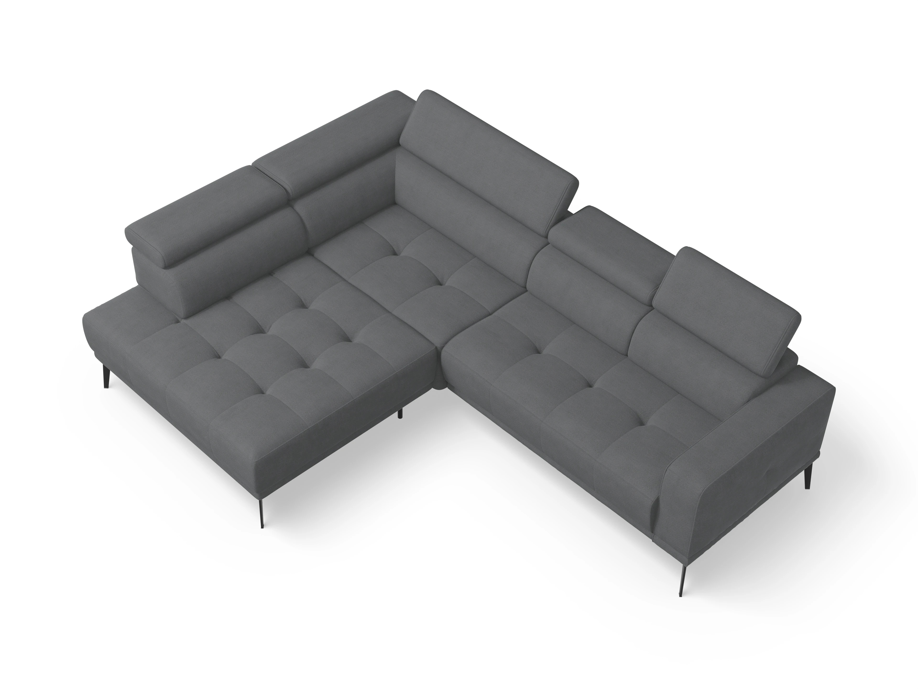 Ansicht des Produktes Marco Ecksofa links Abschluss offen in Stoff Grau