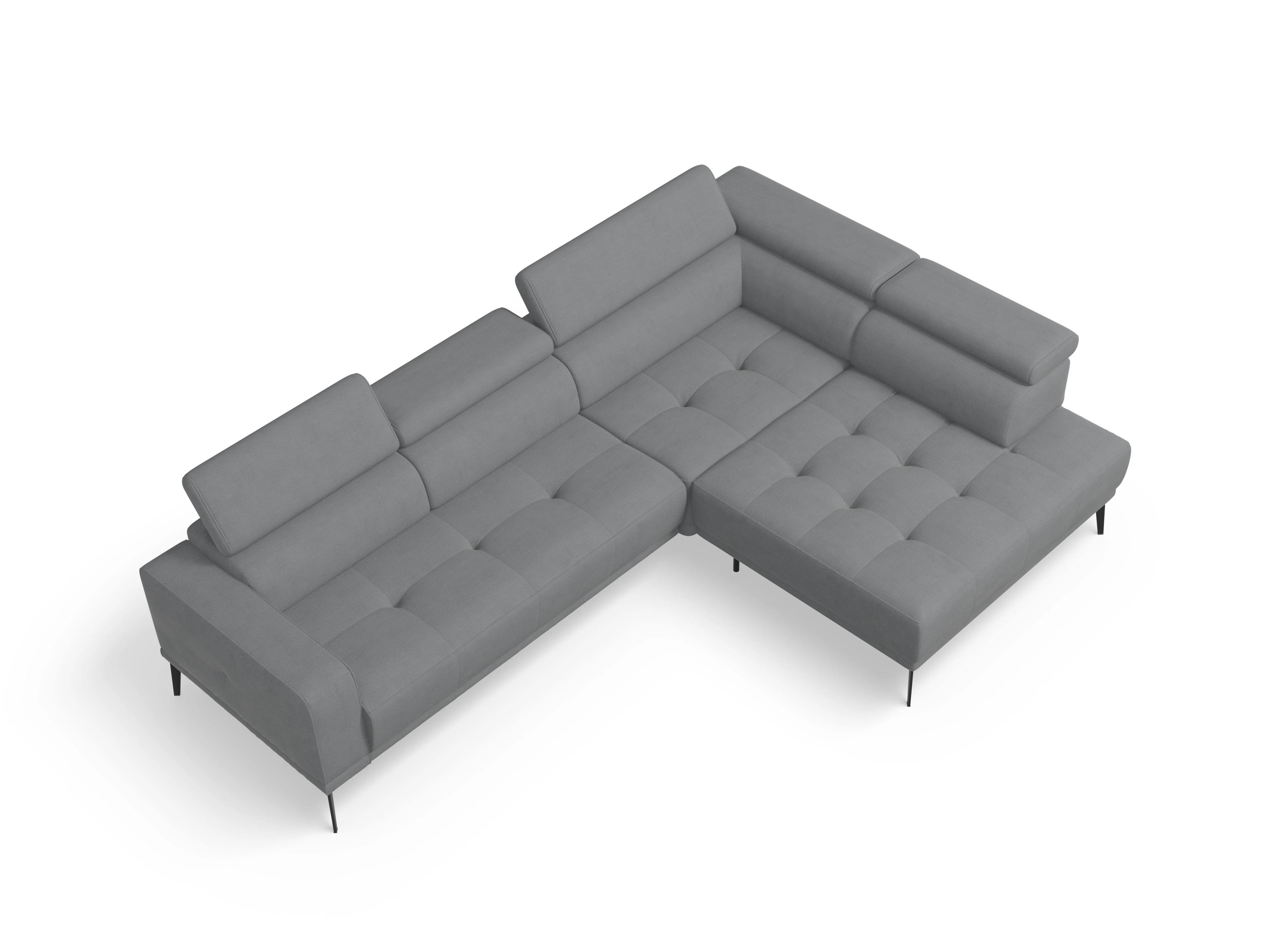 Marco Aho gr Medium R Ansicht des Produktes Marco Ecksofa rechts Abschluss offen in Stoff Grau