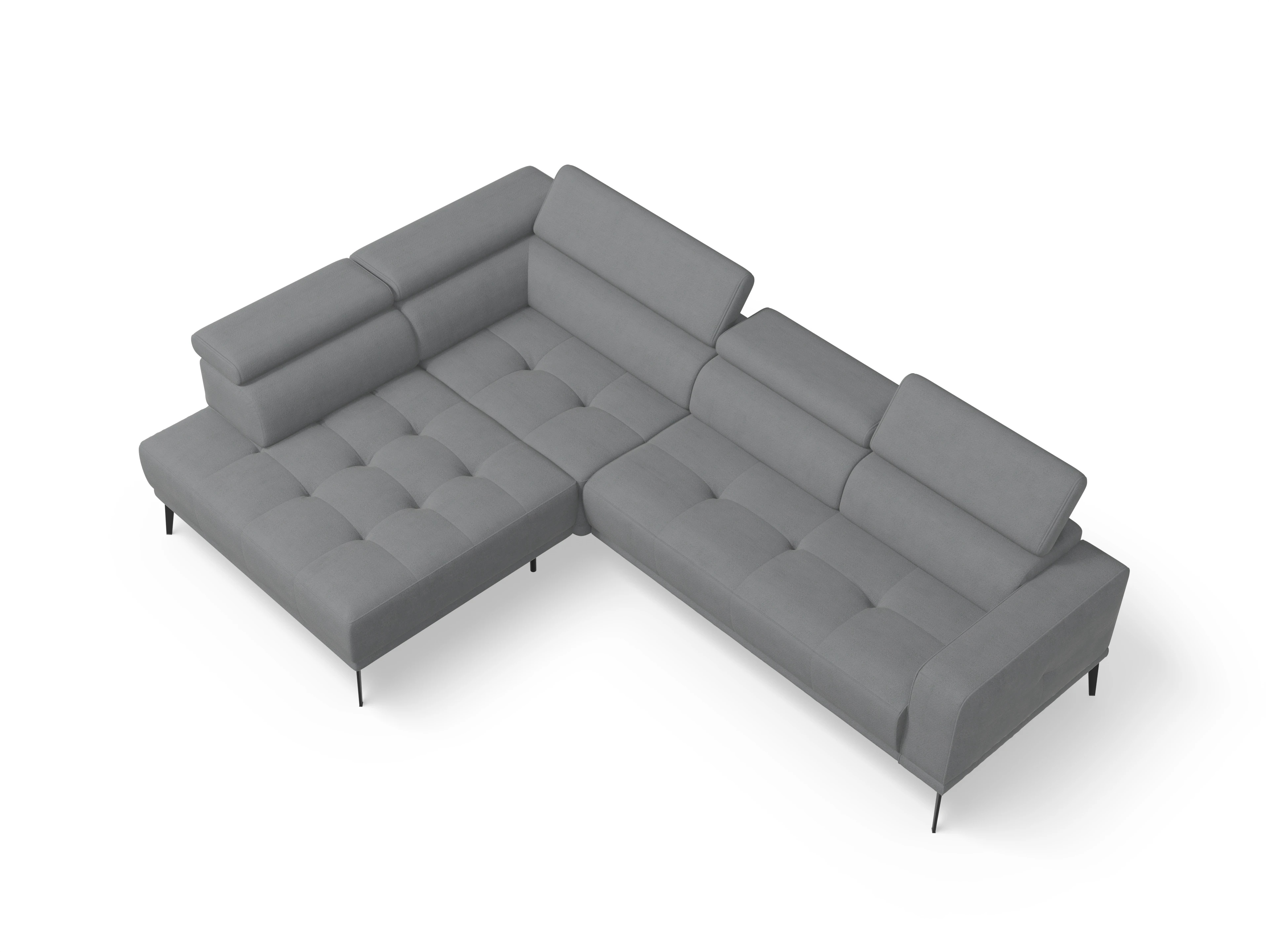 Marco Aho gr Medium L Ansicht des Produktes Marco Ecksofa links Abschluss offen in Stoff Grau