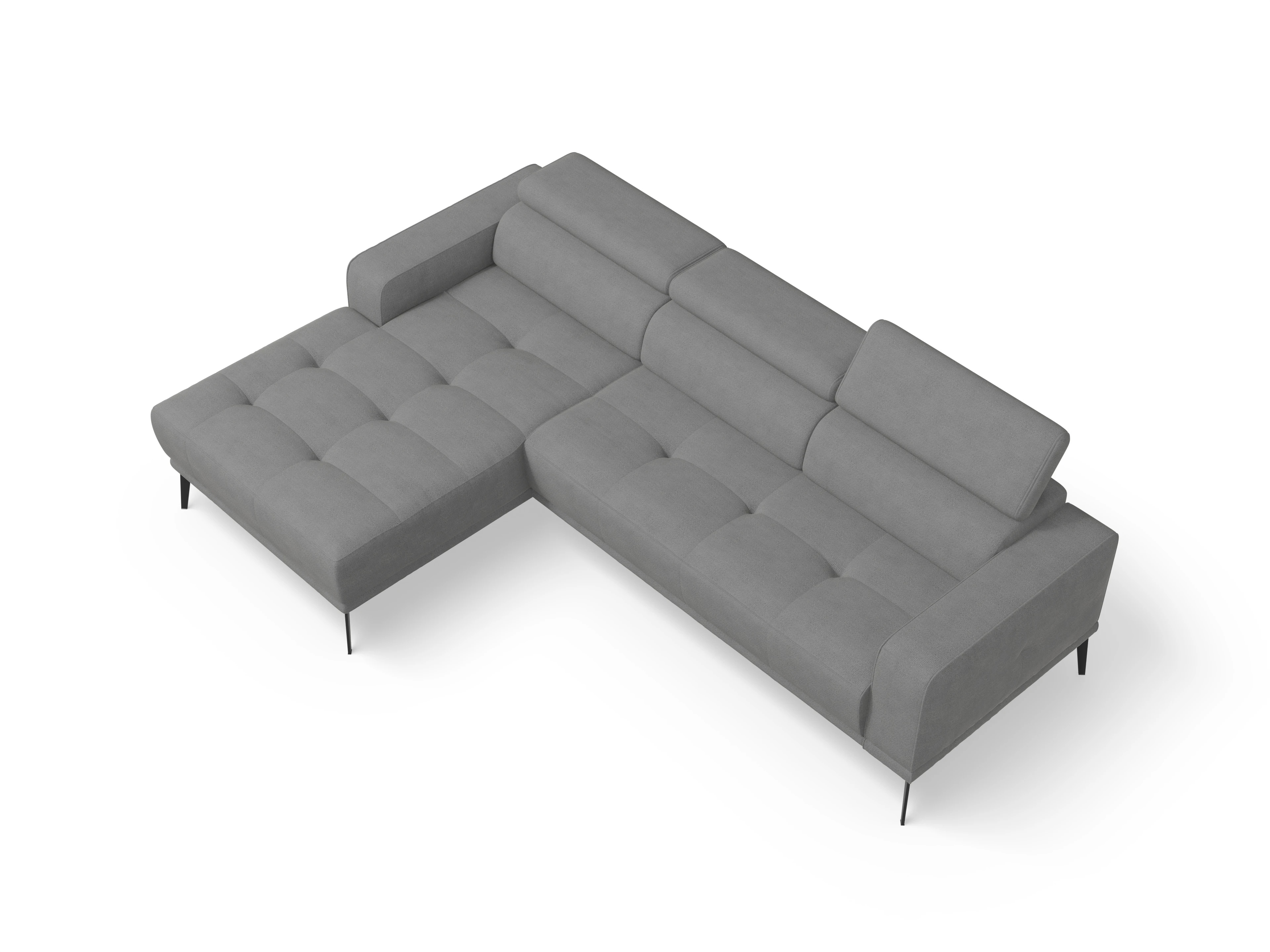 Marco LO Medium L Ansicht des Produktes Marco Ecksofa links Abschluss offen in Stoff Grau