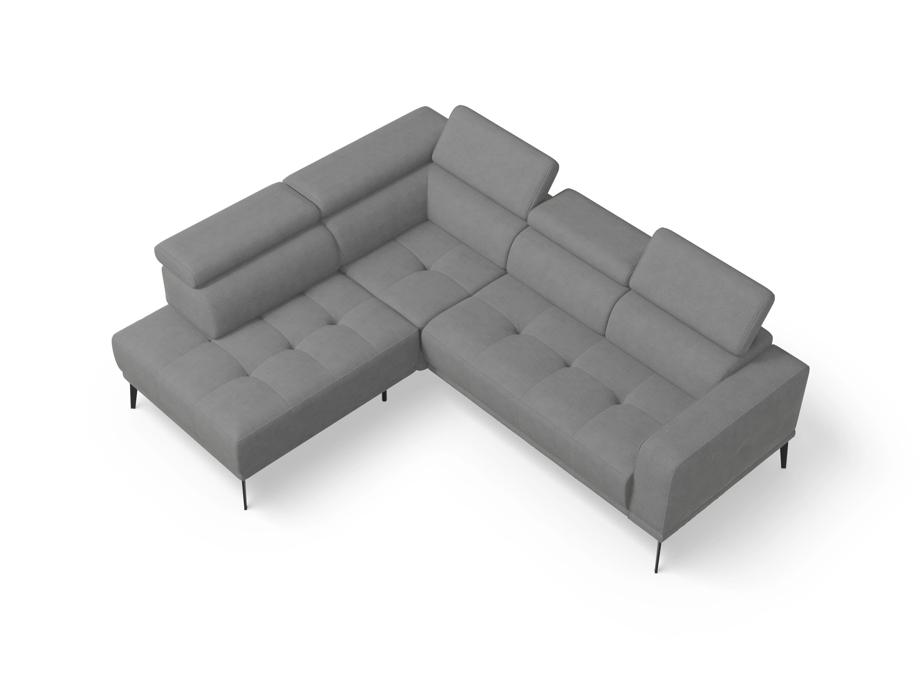 Marco Aho kl Small L Ansicht des Produktes Marco Ecksofa links Abschluss offen in Stoff Grau