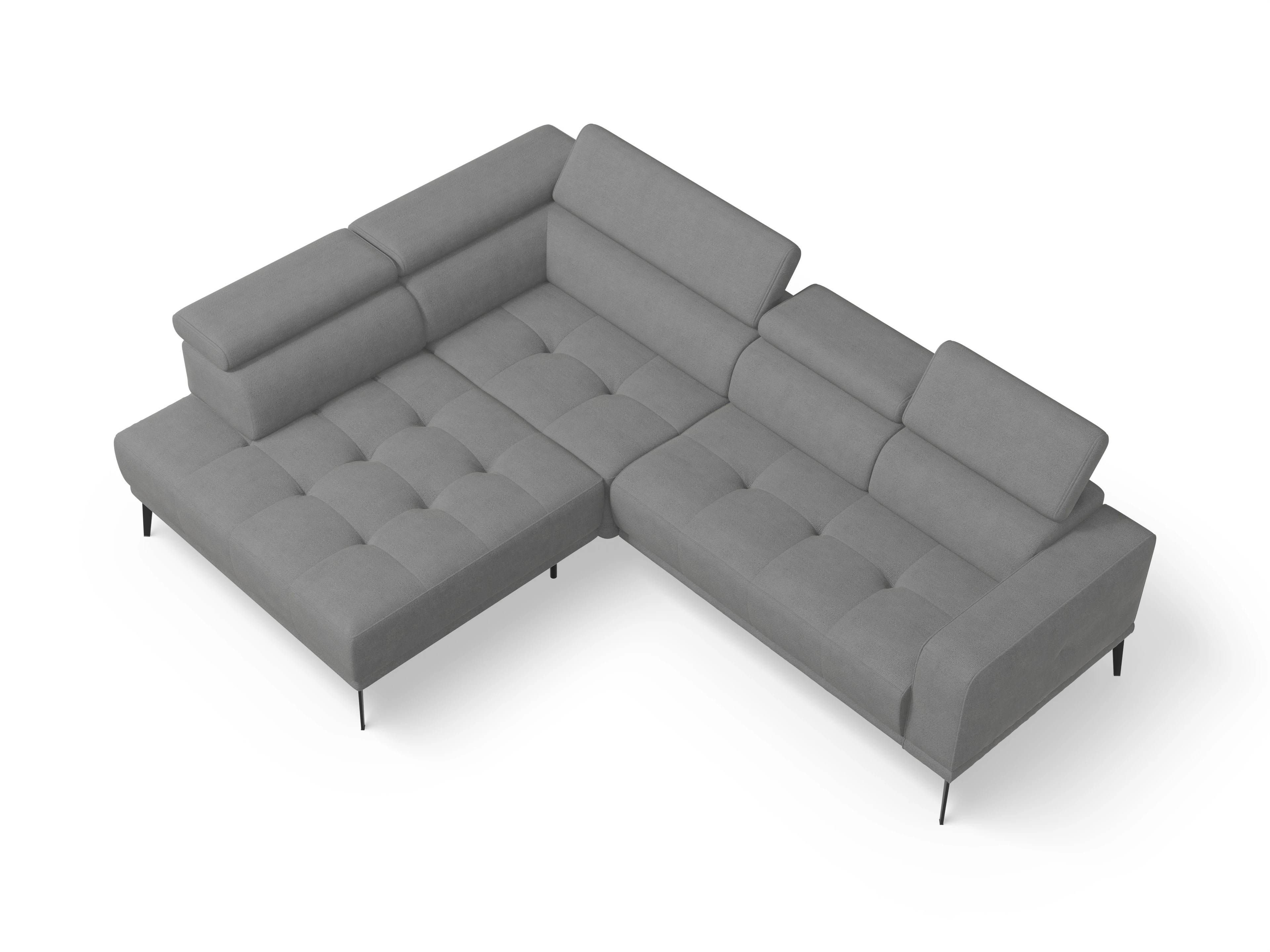 Ansicht des Produktes Marco Ecksofa links Abschluss offen in Stoff Grau