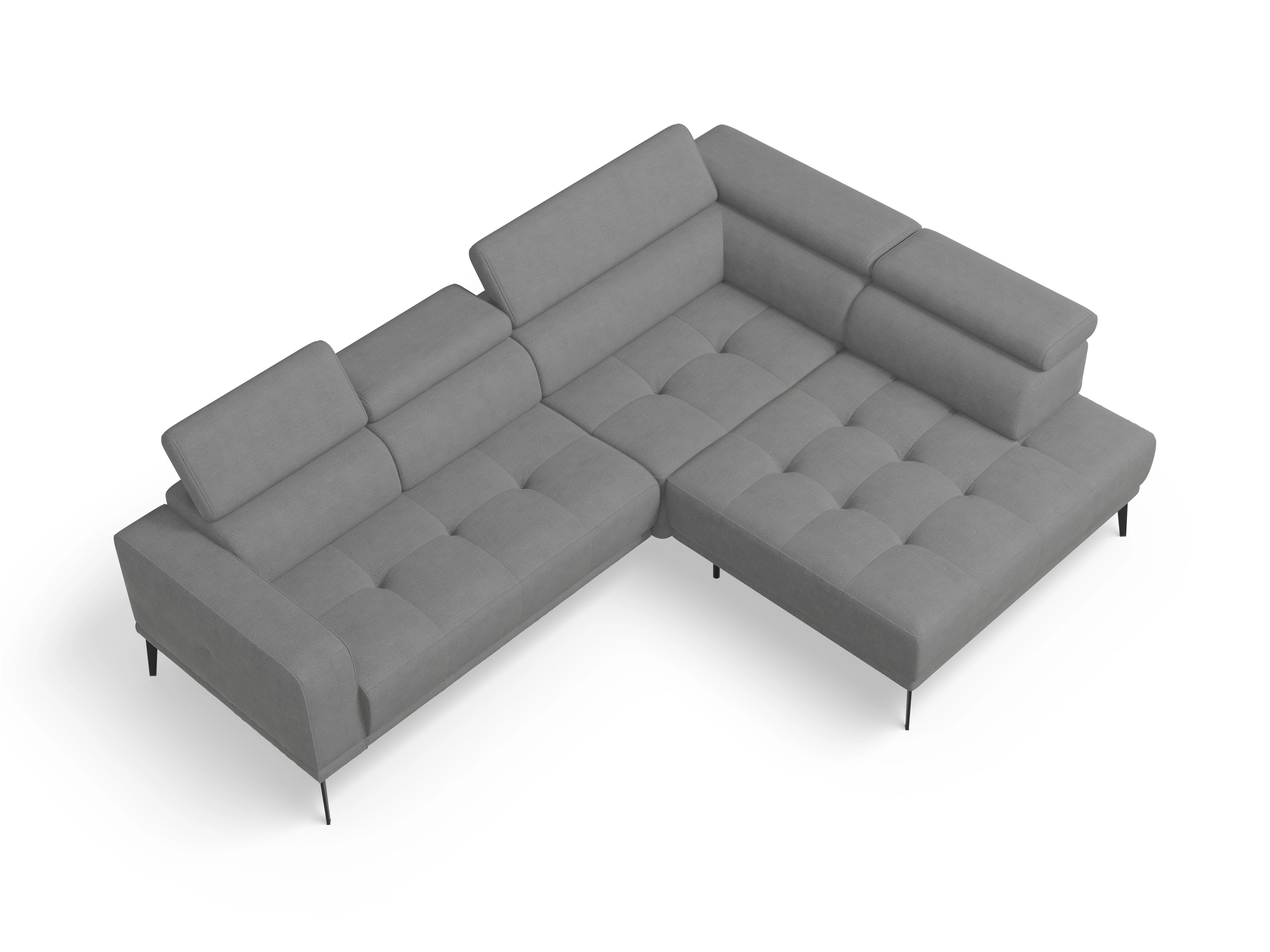 Marco Aho gr Small R (mit Funktionen) Ansicht des Produktes Marco Ecksofa rechts Abschluss offen in Stoff Grau