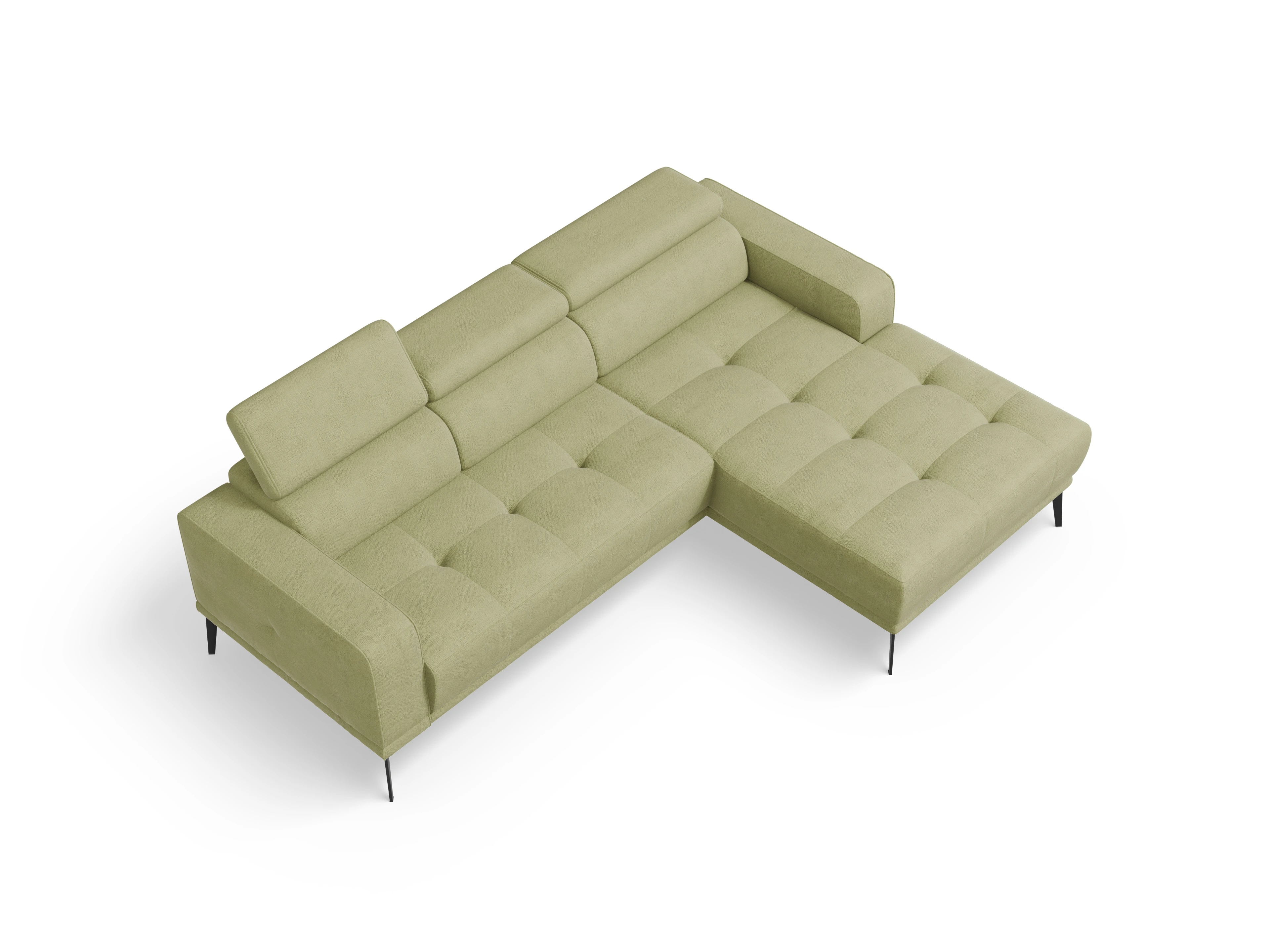 Marco LO Small R Ansicht des Produktes Marco Ecksofa rechts Abschluss offen in Stoff Grün
