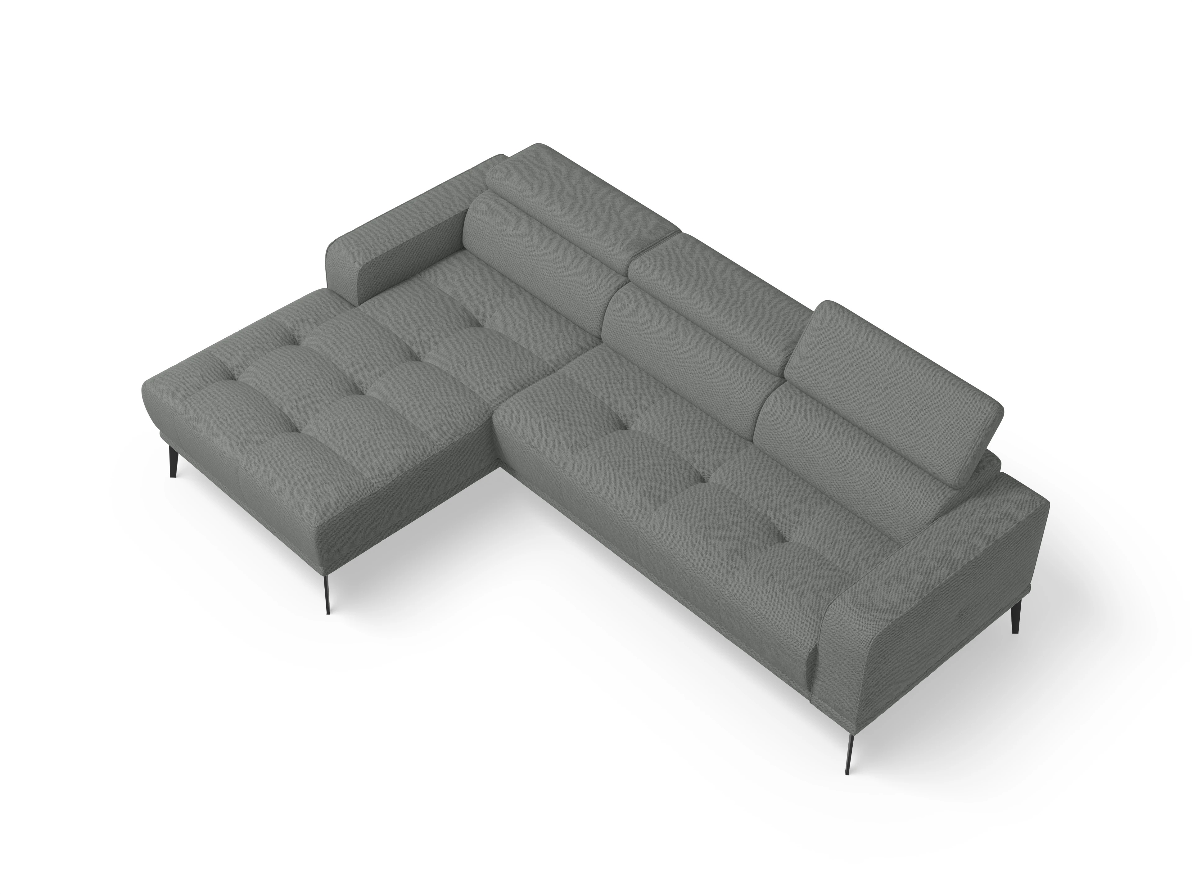 Ansicht des Produktes Marco Ecksofa links Abschluss offen in Stoff Grau