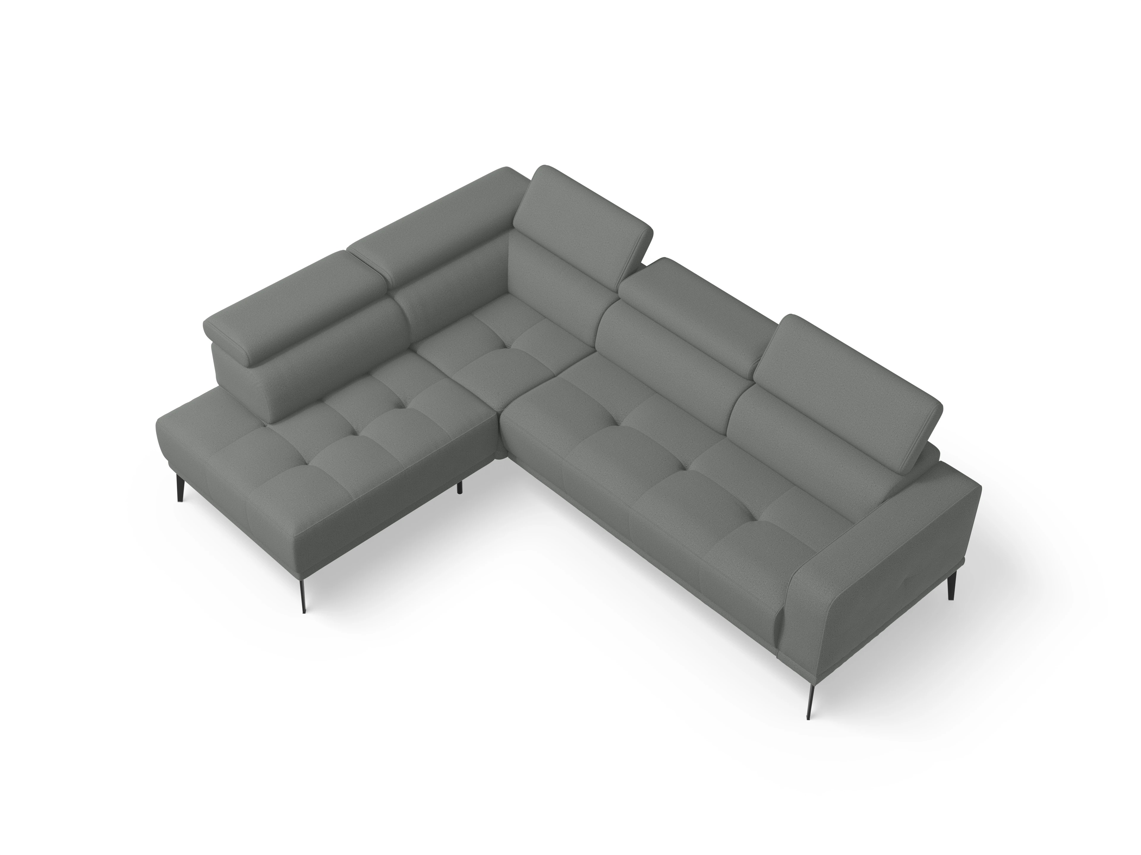 Ansicht des Produktes Marco Ecksofa links Abschluss offen in Stoff Grau