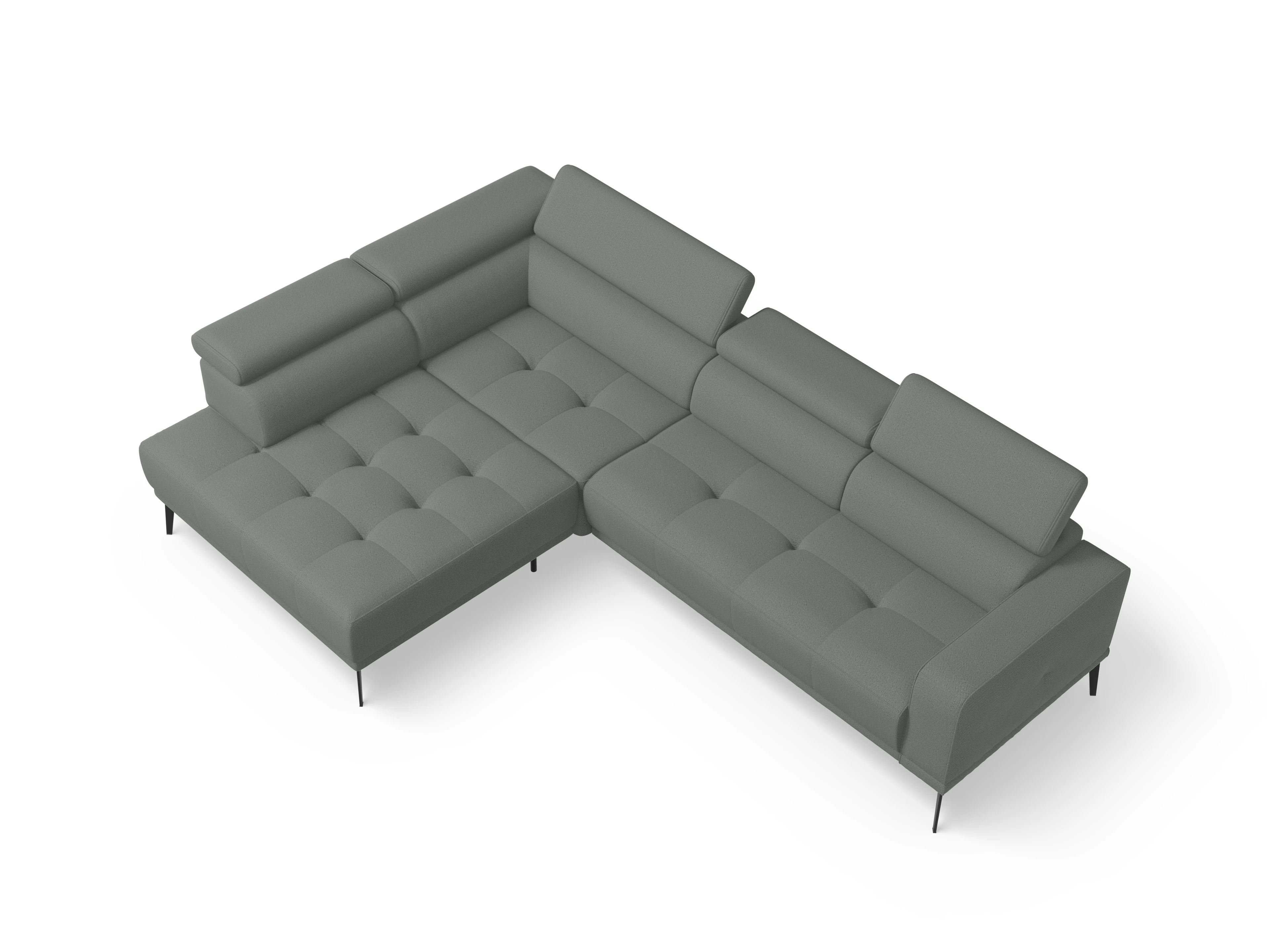 Ansicht des Produktes Marco Ecksofa links Abschluss offen in Stoff Grau