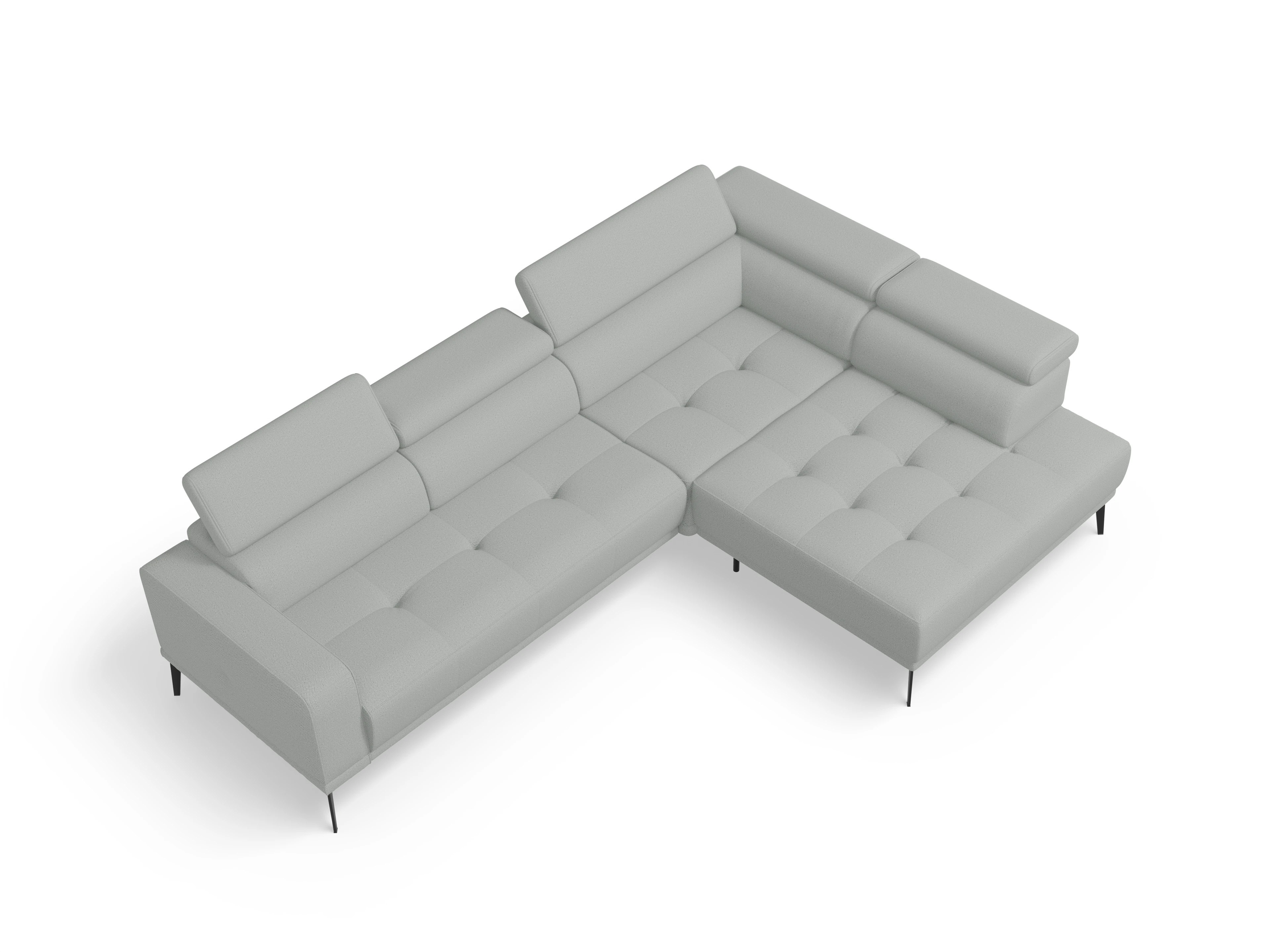 Marco Aho gr Medium R Ansicht des Produktes Marco Ecksofa rechts Abschluss offen in Stoff Grau