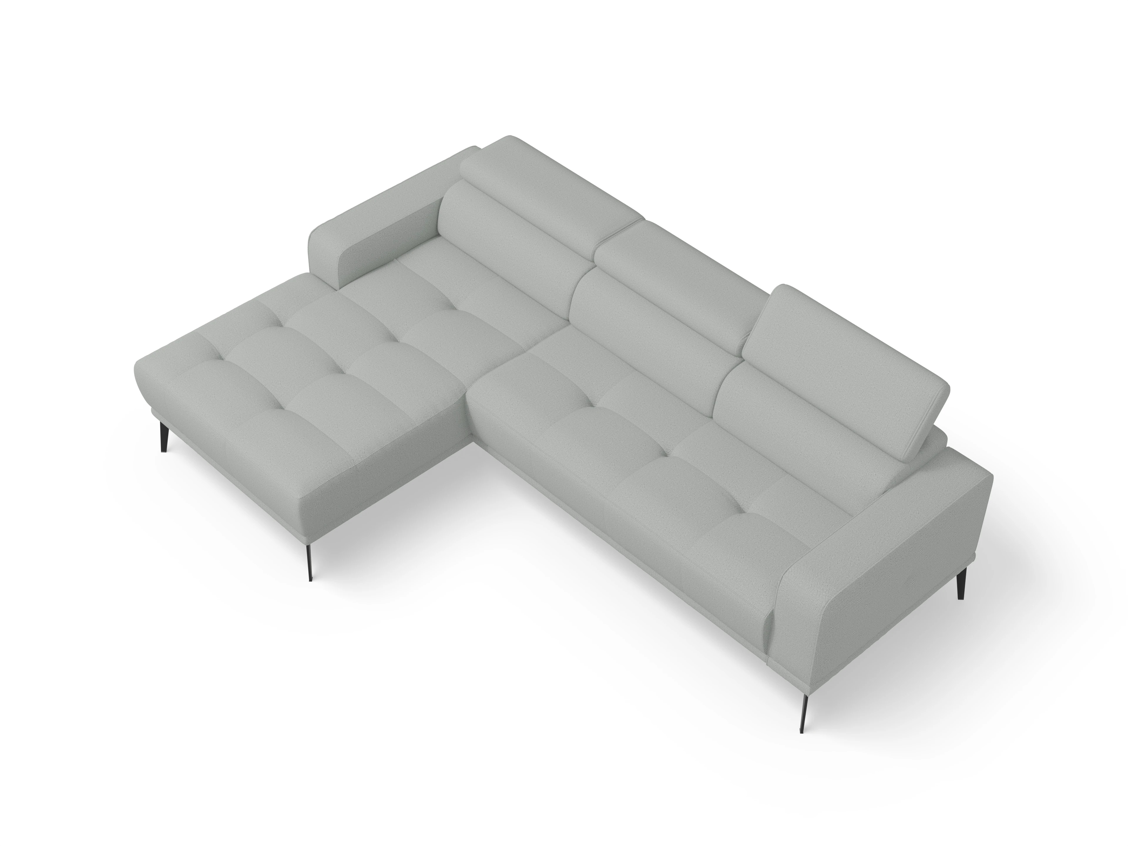 Ansicht des Produktes Marco Ecksofa links Abschluss offen in Stoff Grau