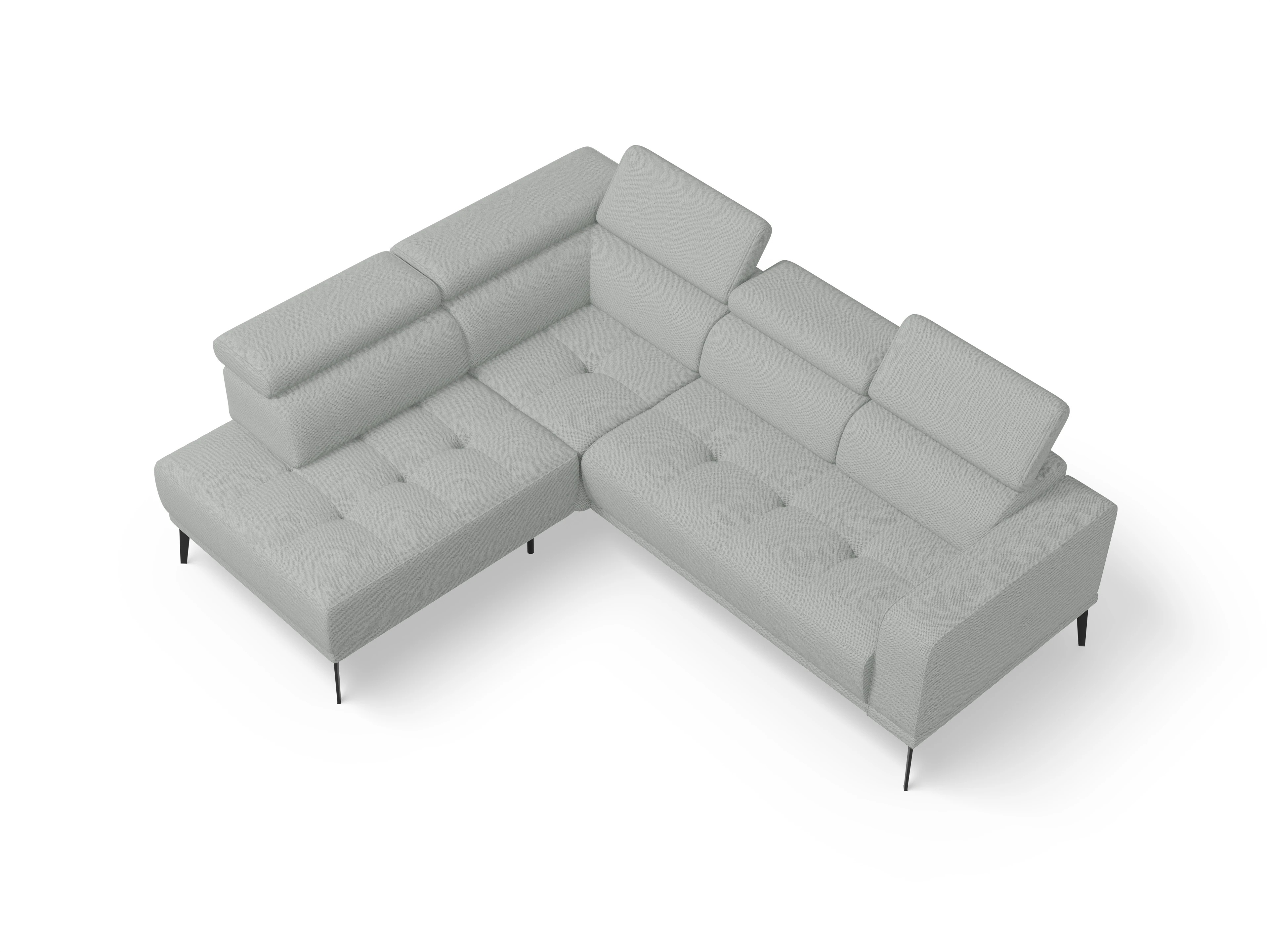 Marco Aho kl Small L Ansicht des Produktes Marco Ecksofa links Abschluss offen in Stoff Grau