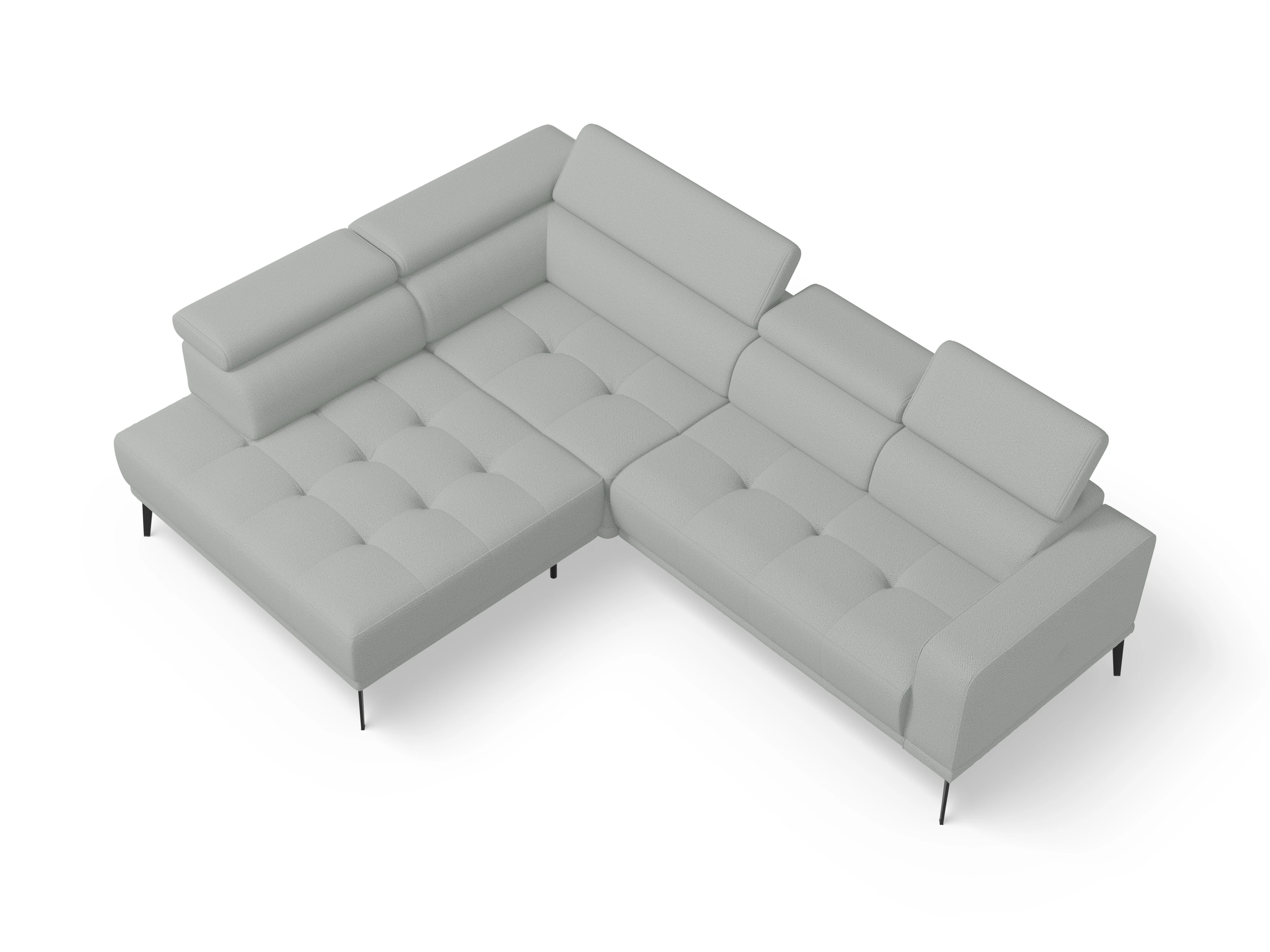 Ansicht des Produktes Marco Ecksofa links Abschluss offen in Stoff Grau