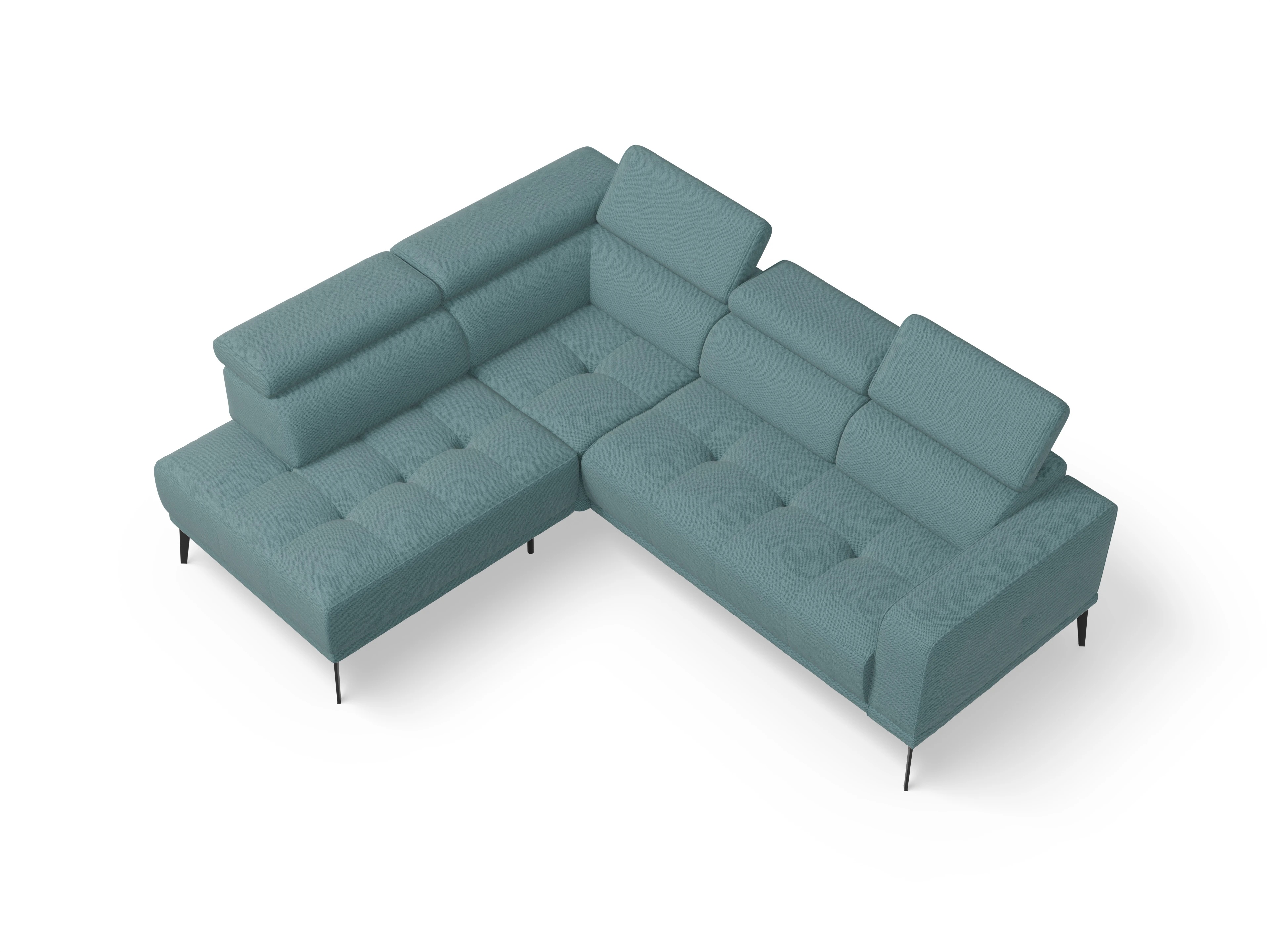 Ansicht des Produktes Marco Ecksofa links Abschluss offen in Stoff Blau