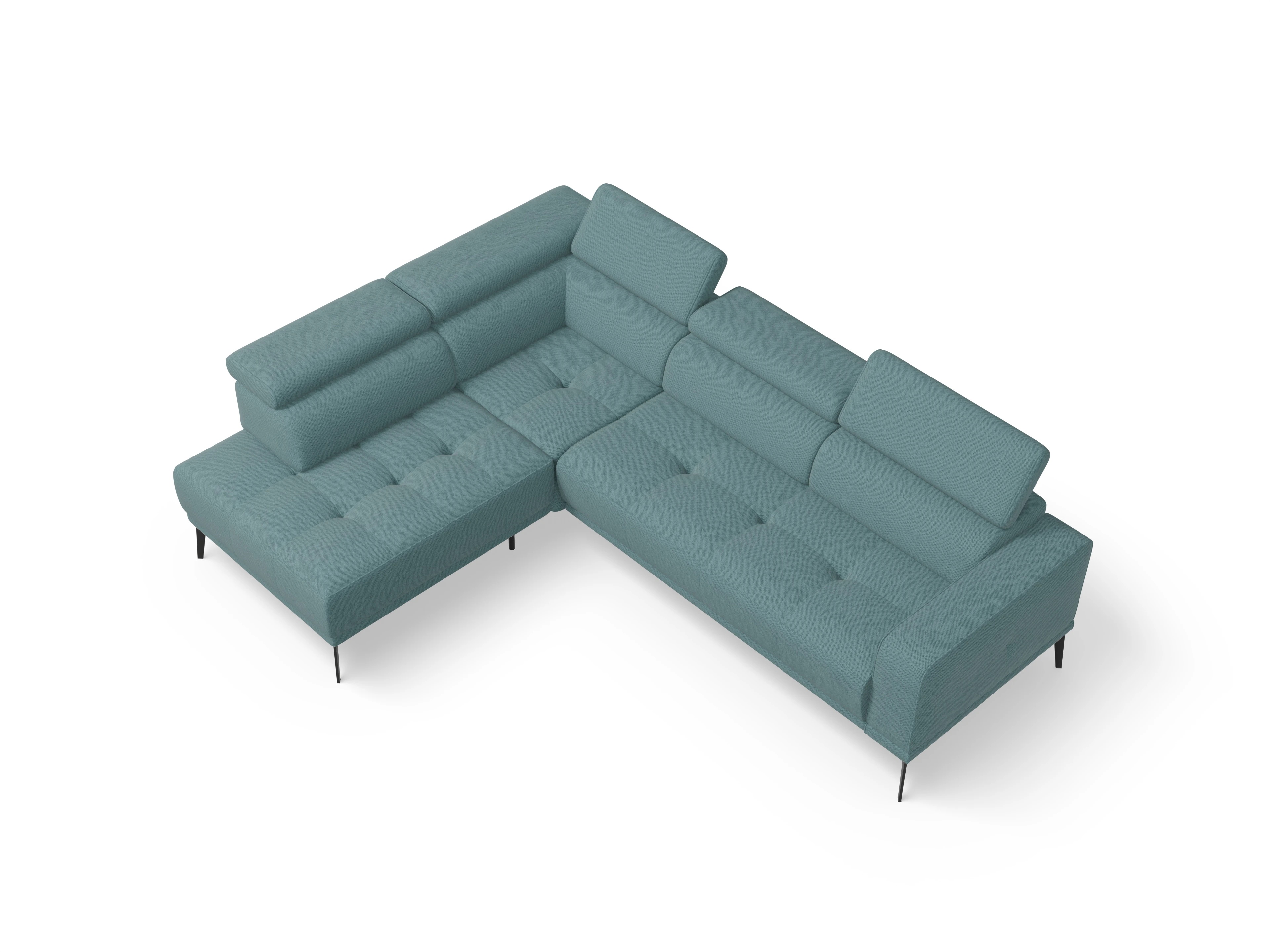 Ansicht des Produktes Marco Ecksofa links Abschluss offen in Stoff Blau