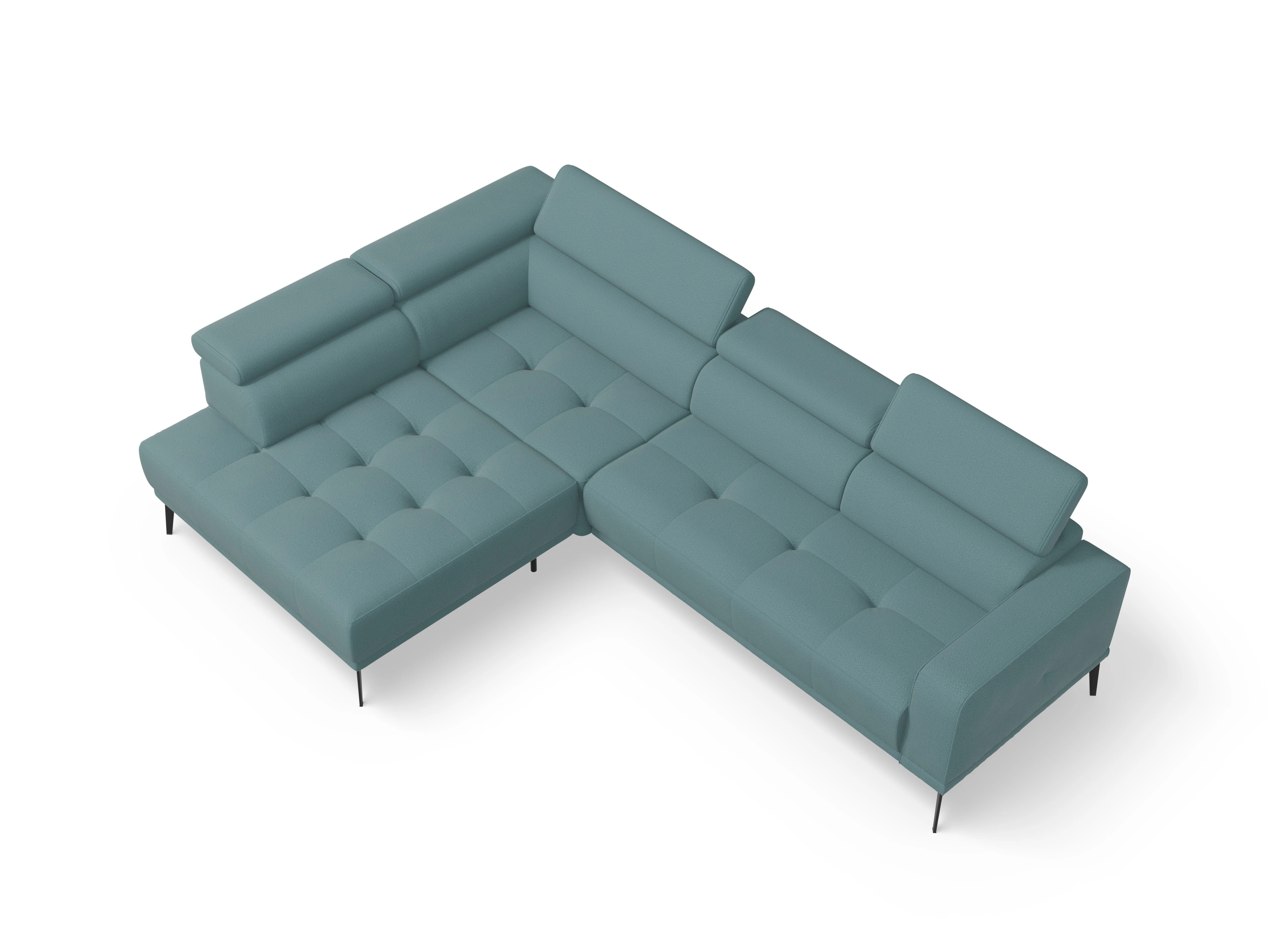 Ansicht des Produktes Marco Ecksofa links Abschluss offen in Stoff Blau