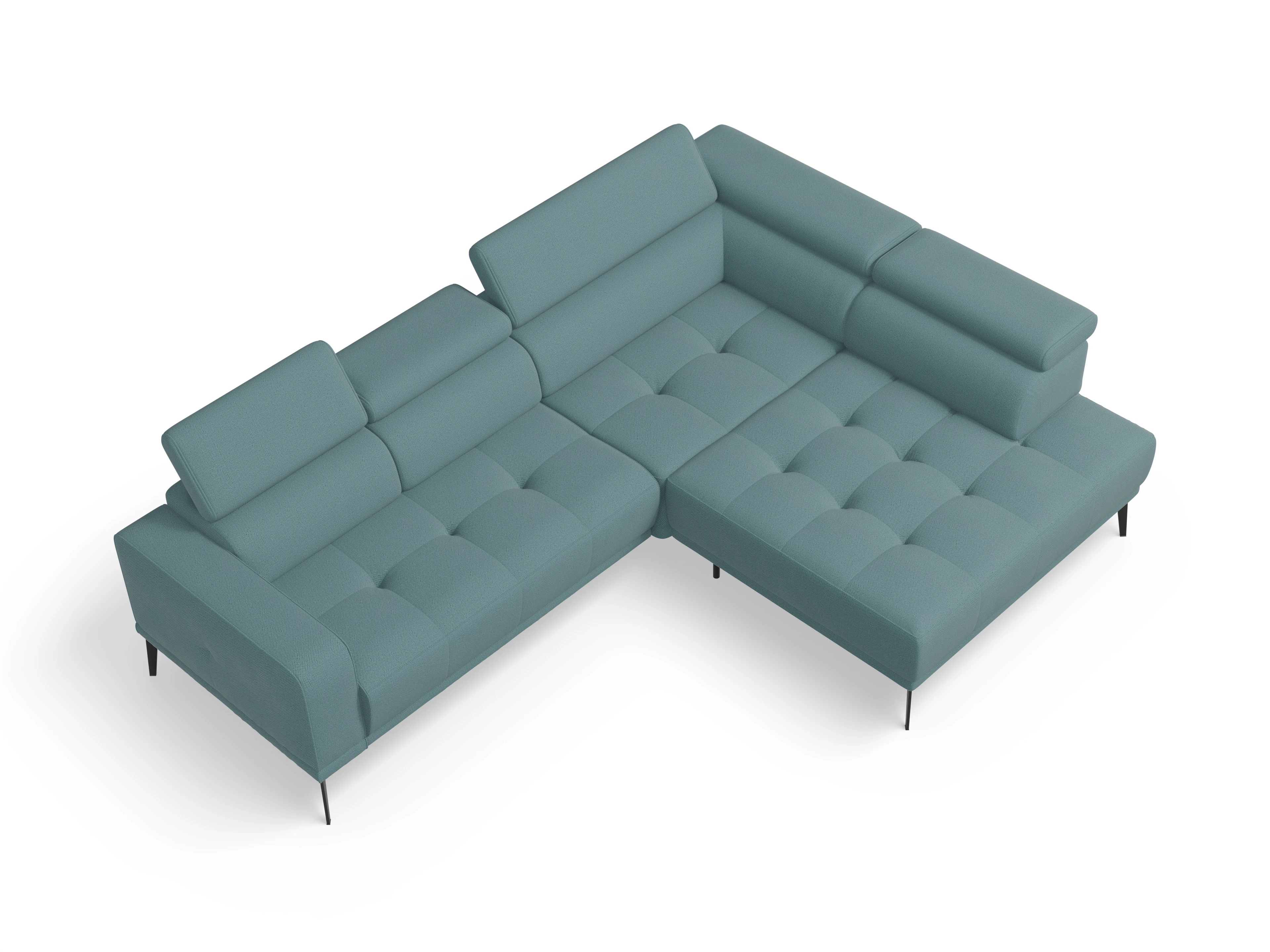 Marco Aho gr Small R (mit Funktionen) Ansicht des Produktes Marco Ecksofa rechts Abschluss offen in Stoff Blau