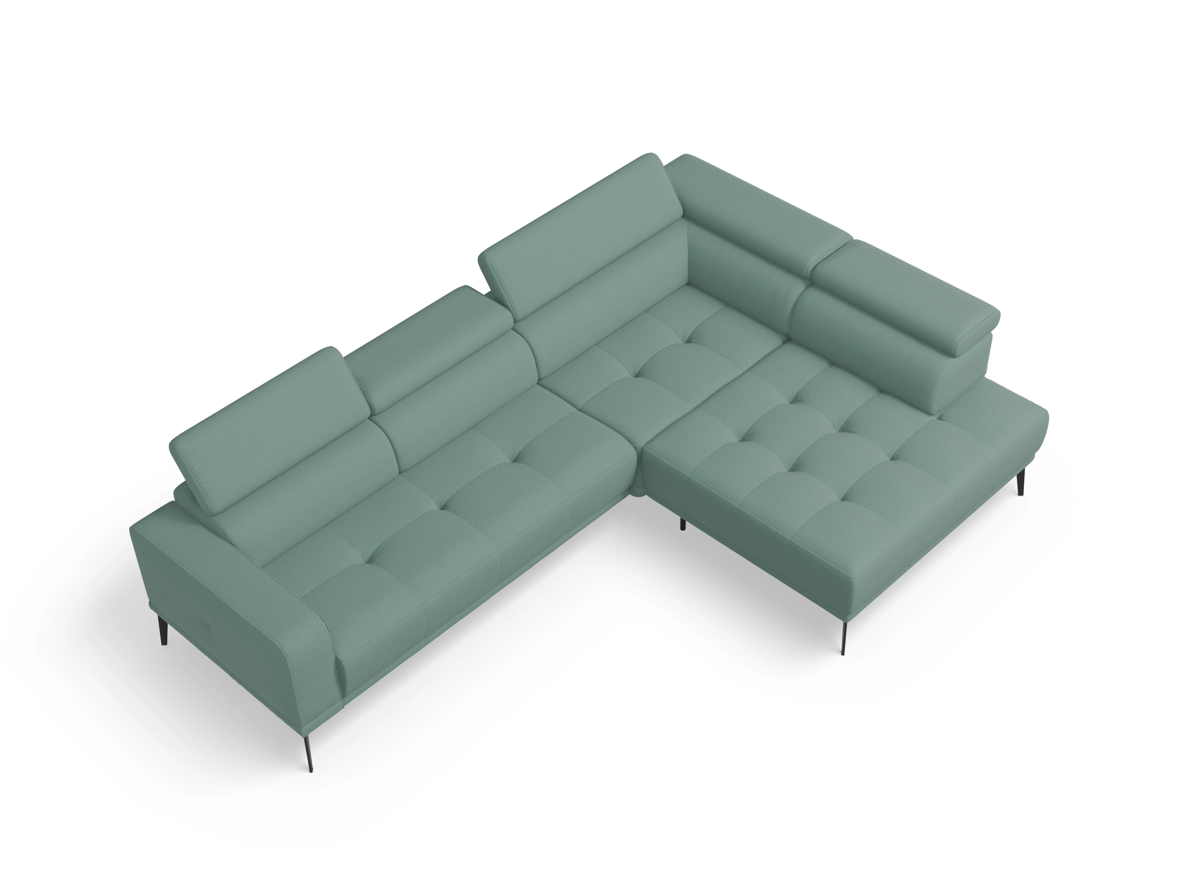 Marco Aho gr Medium R Ansicht des Produktes Marco Ecksofa rechts Abschluss offen in Stoff Blau