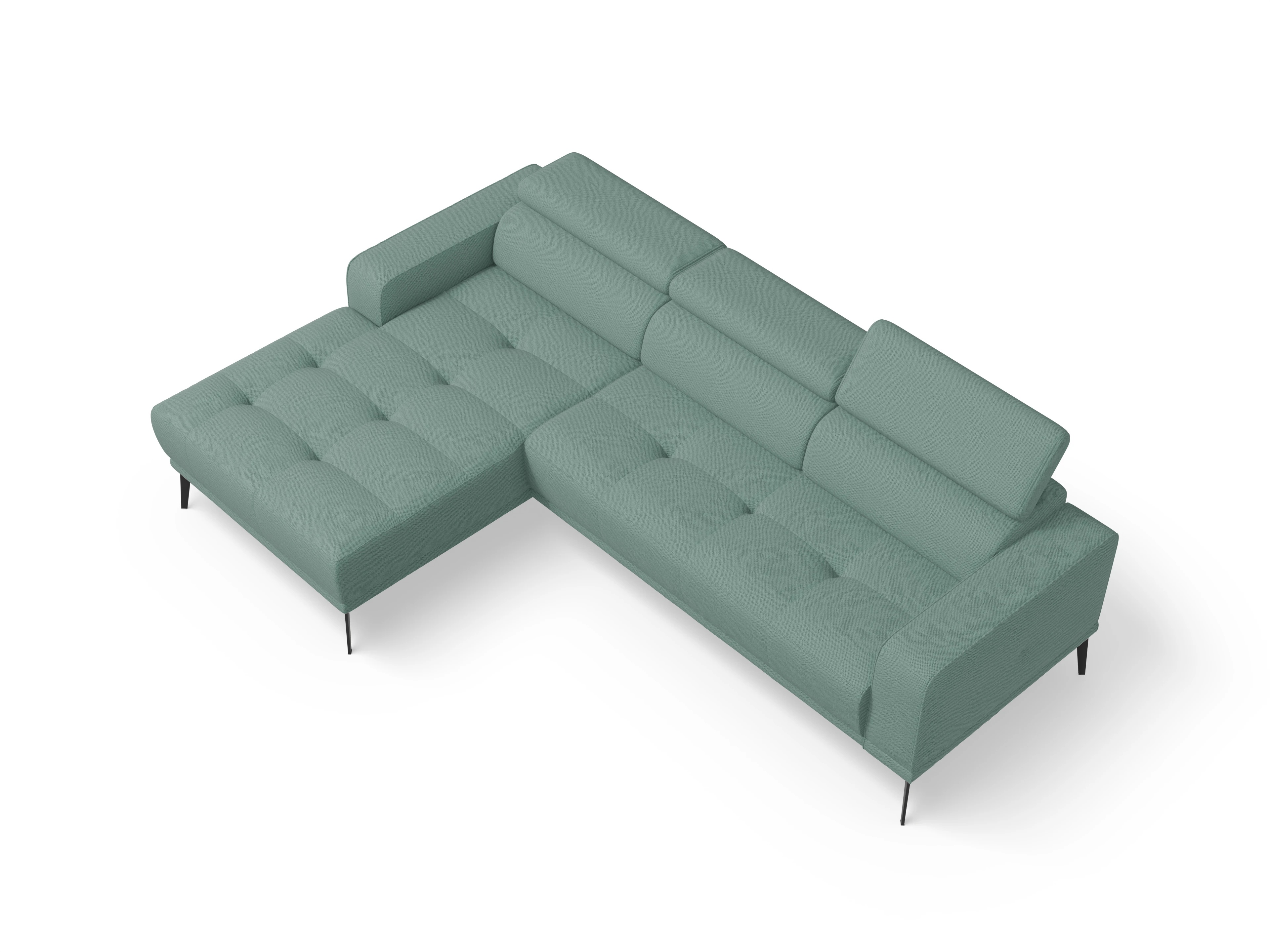 Ansicht des Produktes Marco Ecksofa links Abschluss offen in Stoff Blau